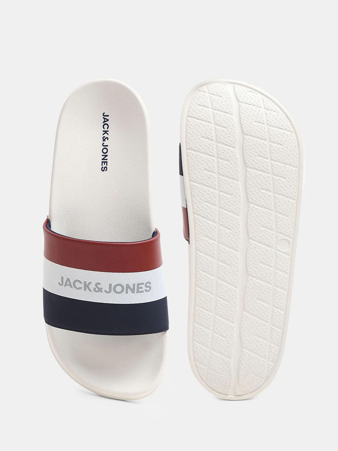 White Striped Pool Sliders - Image 5