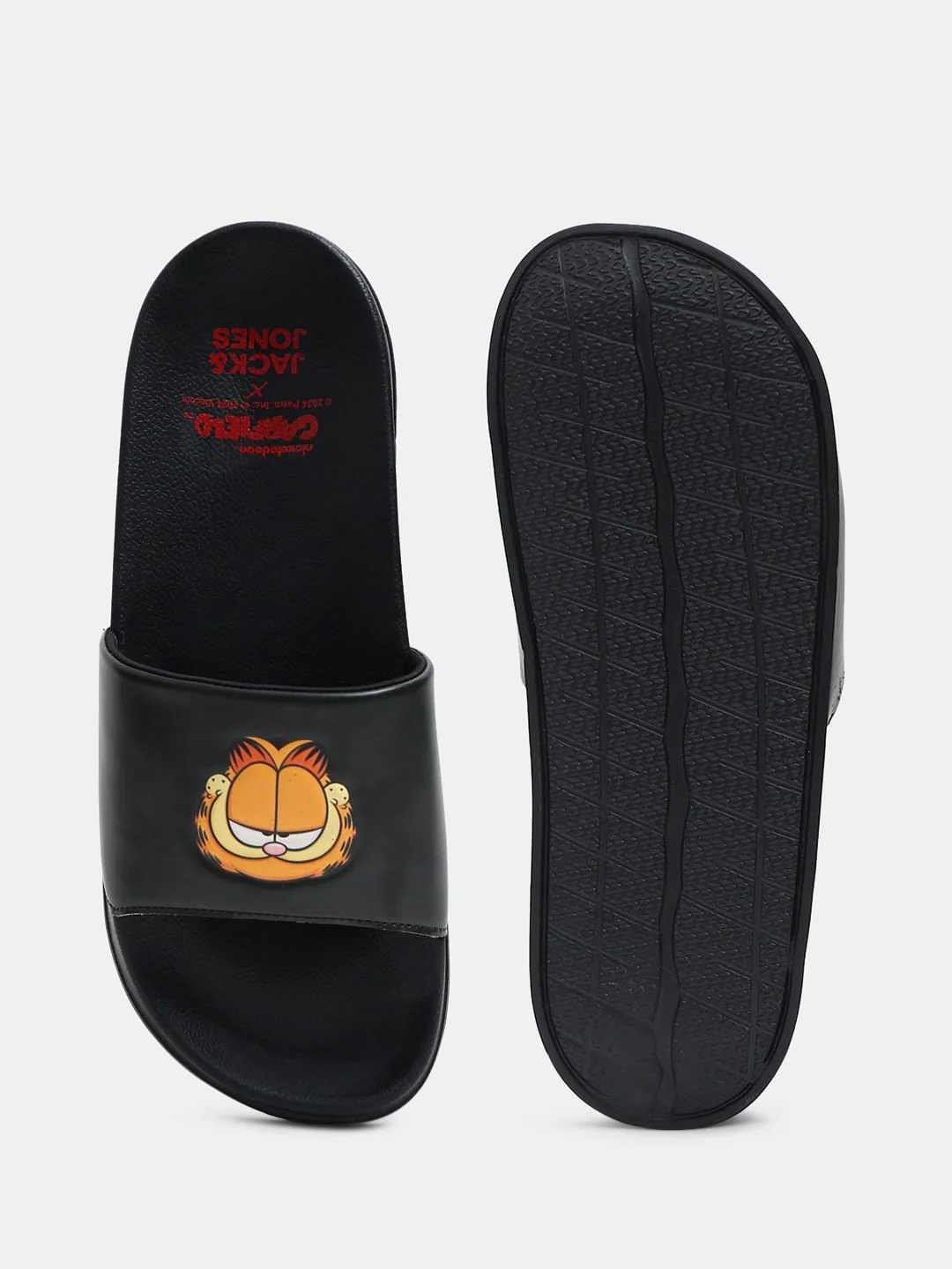 JACK&JONES X GARFIELD Black Printed Pool Sliders - Image 5