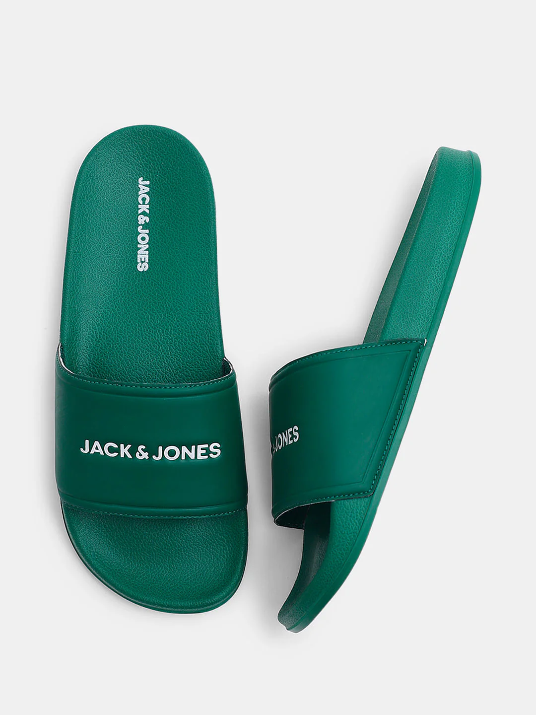Green Small Logo Print Pool Sliders - Image 3