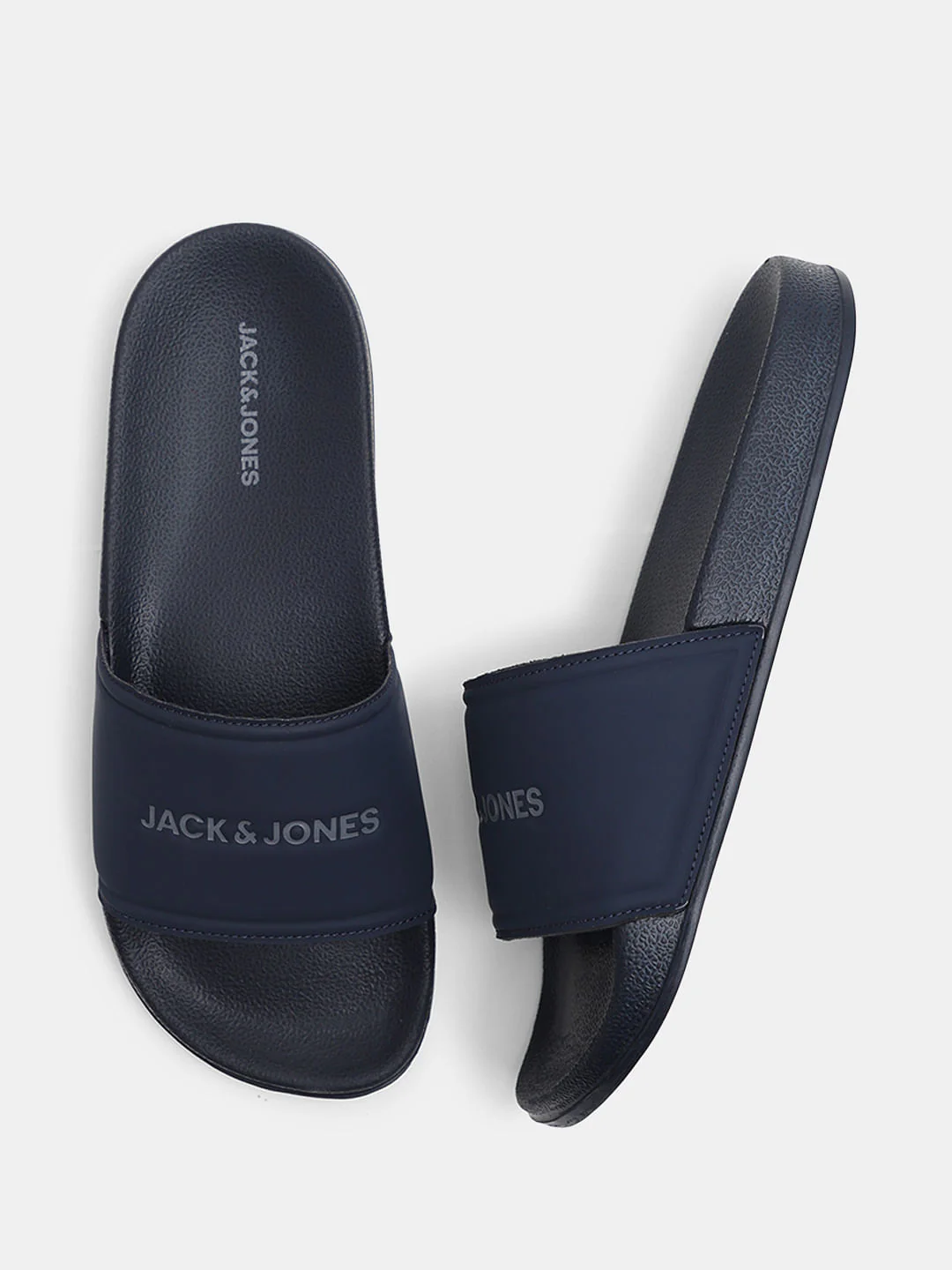 Navy Blue Logo Print Pool Sliders - Image 3