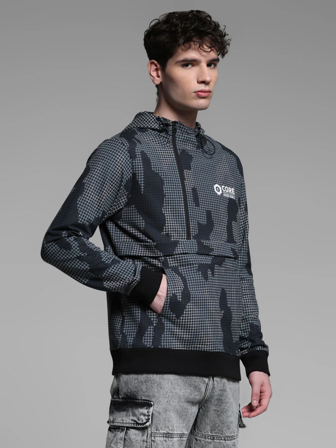 GREY HOODED SWEATSHIRT - Image 3