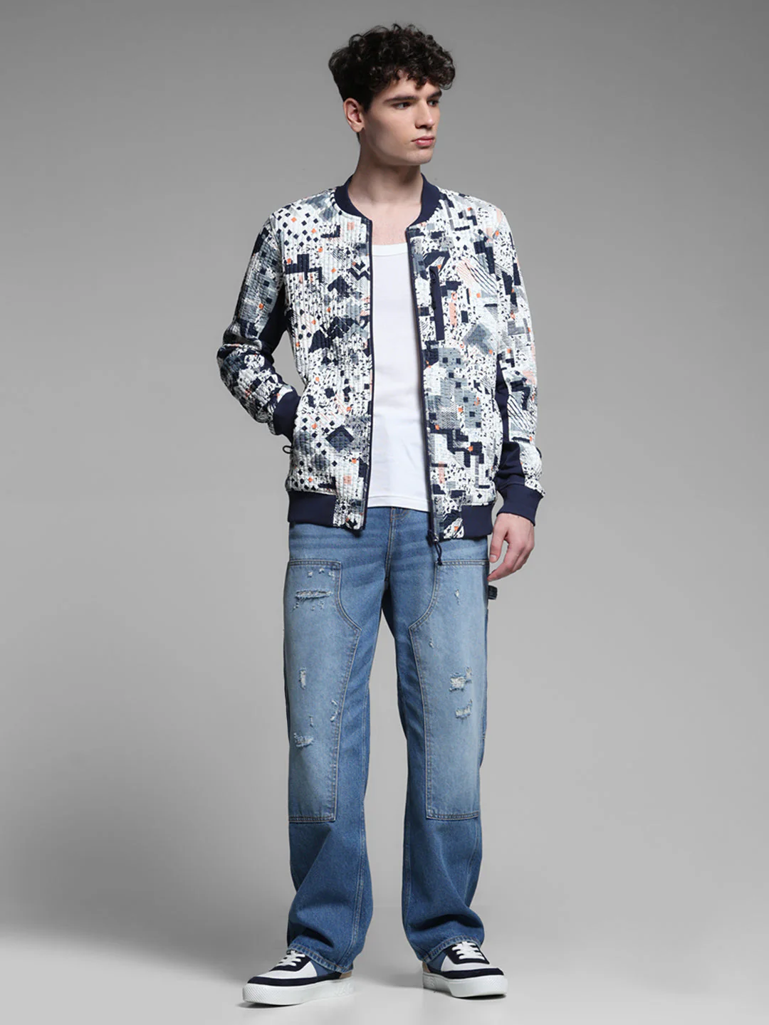 White Printed Sweat Jacket - Image 6