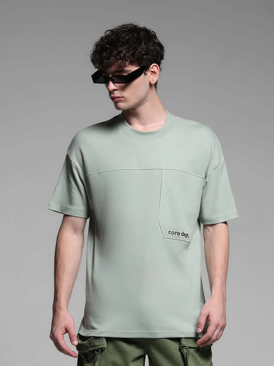 GREEN CREW NECK T-SHIRT
