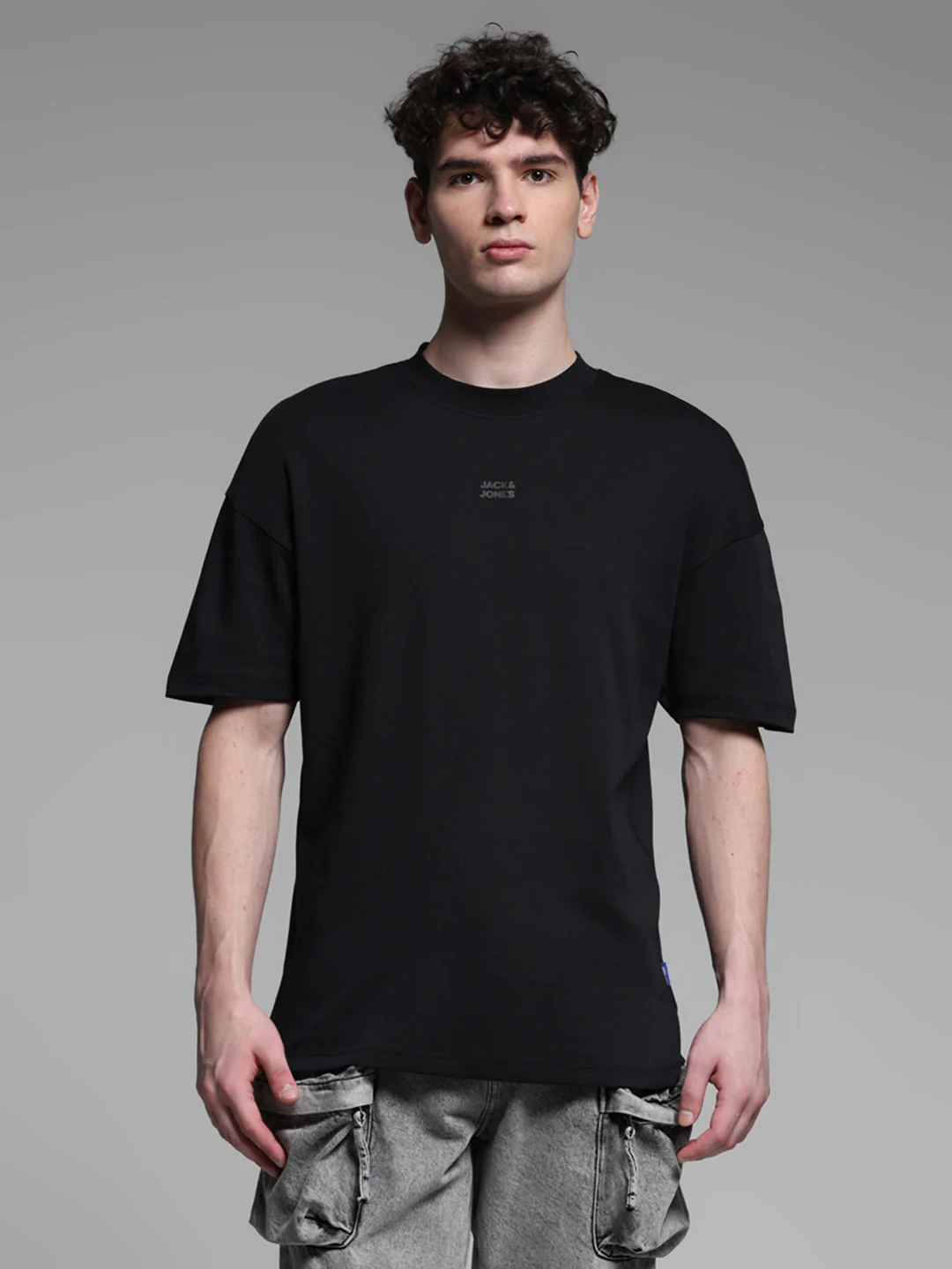 Black Oversized Crew Neck T-shirt - Image 2