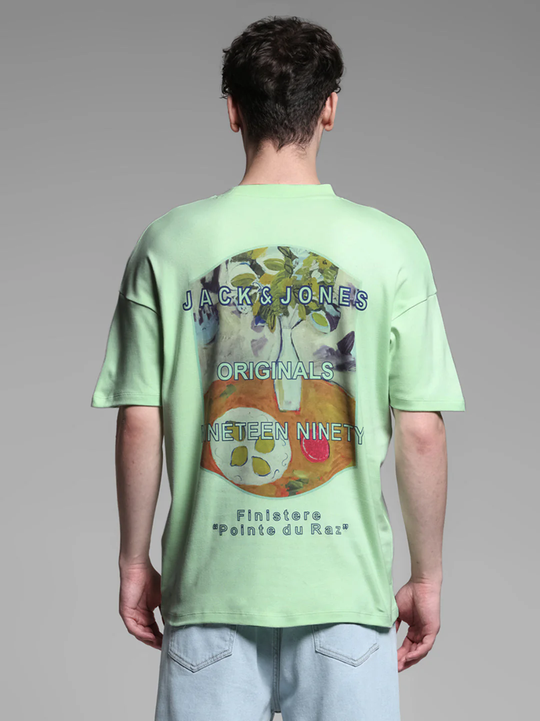 Men's Green Cotton Oversized Graphic Crew Neck T-Shirt - Image 9