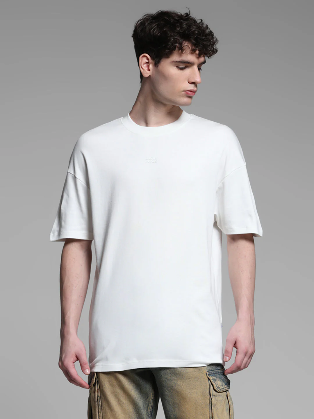 White Printed Oversized Crew Neck T-shirt - Image 2