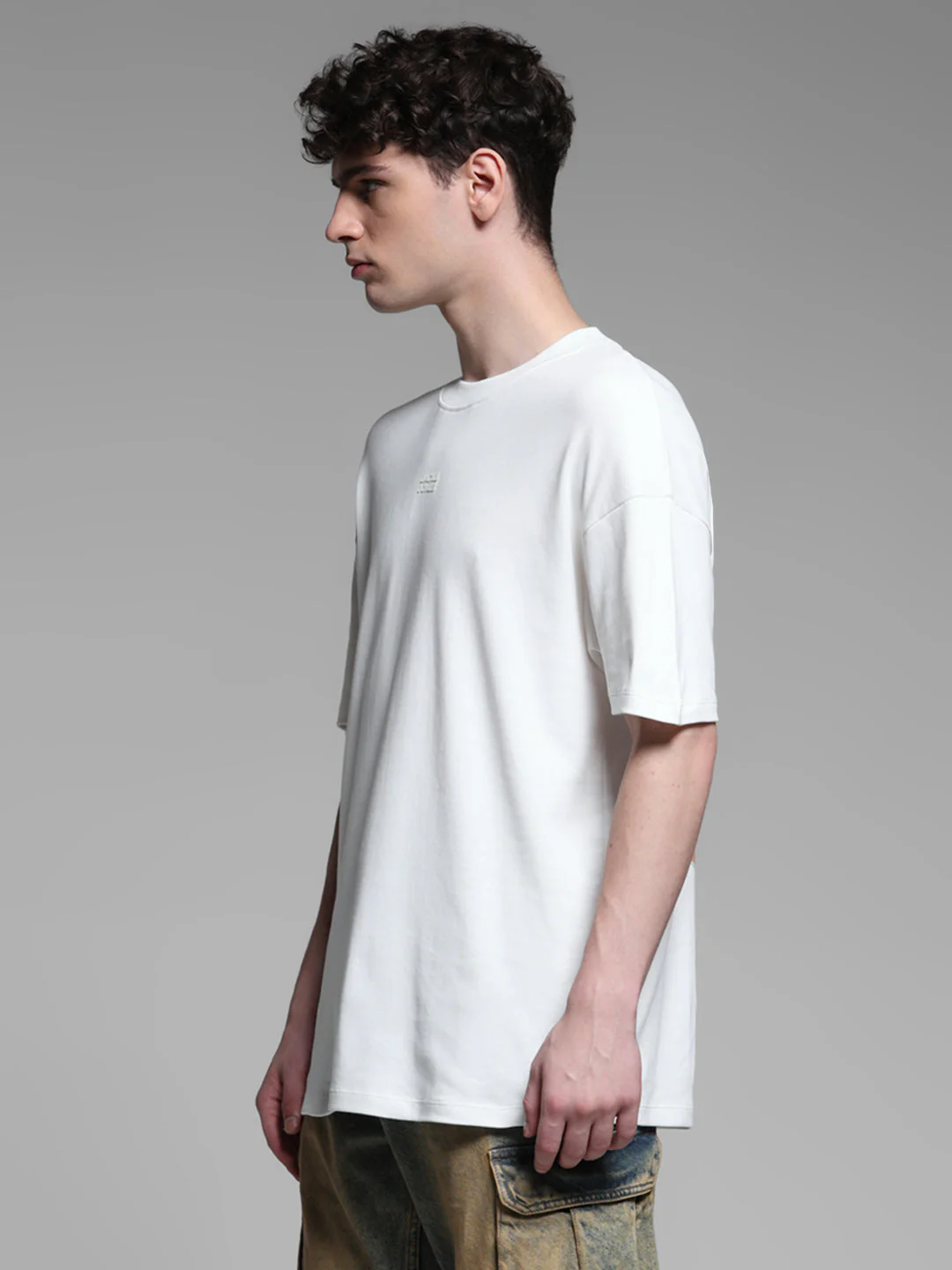 White Printed Oversized Crew Neck T-shirt - Image 3