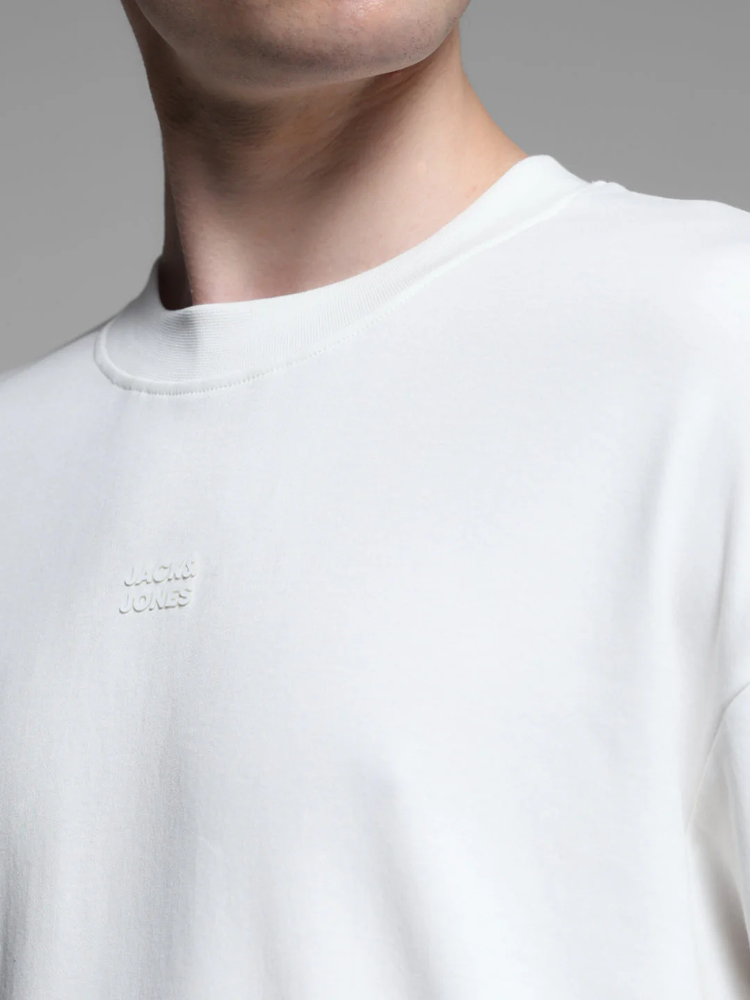 White Printed Oversized Crew Neck T-shirt - Image 5