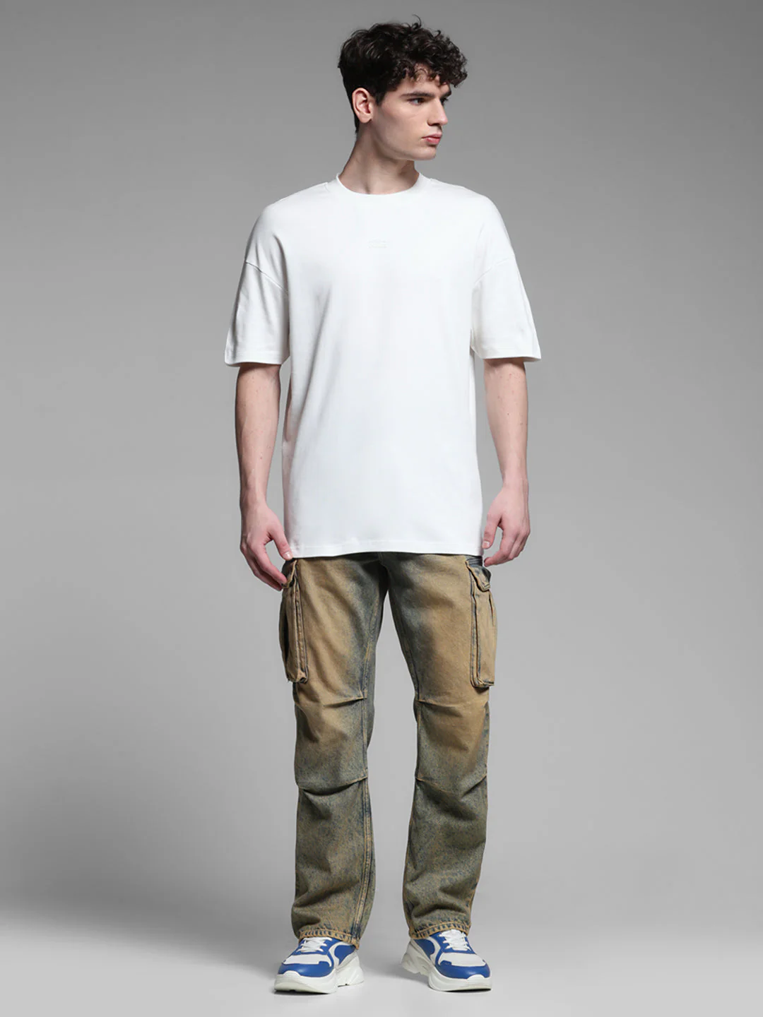 White Printed Oversized Crew Neck T-shirt - Image 6