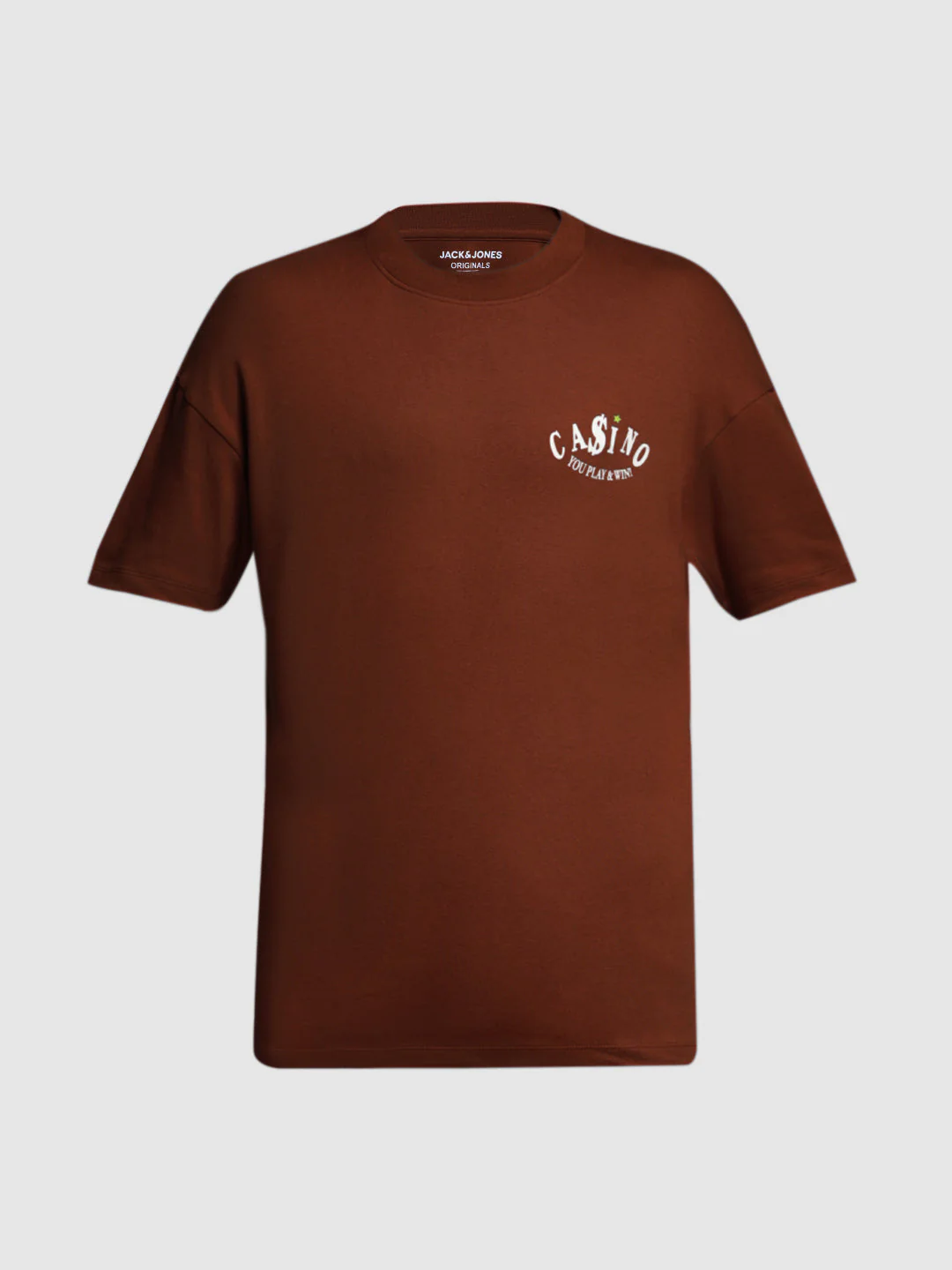 Men's Brown Oversized Cotton Graphic Crew Neck T-Shirt - Image 7