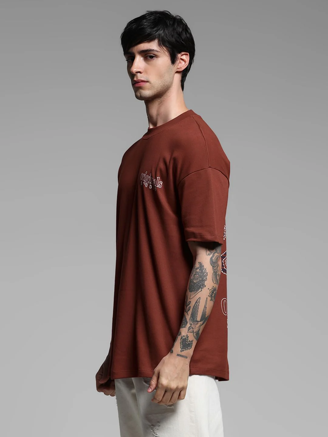 Brick Red Cotton Oversized T-shirt - Image 3