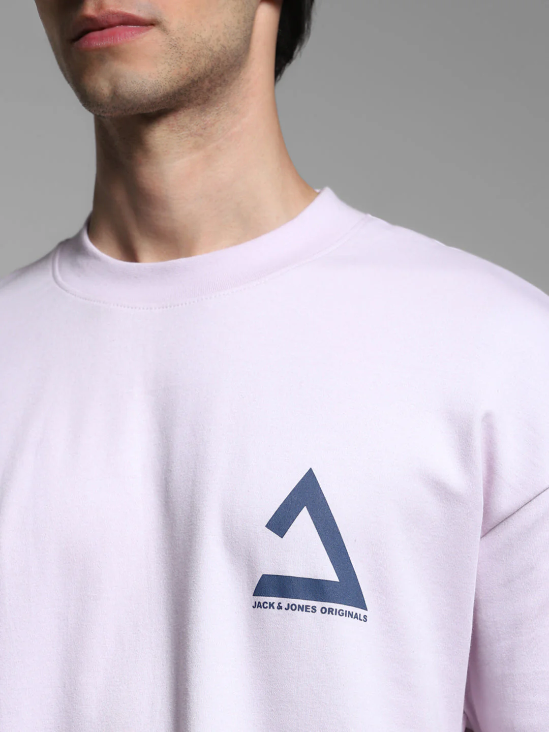 Men's Cotton Oversized Graphic Crew Neck T-Shirt - Lavender - Image 5