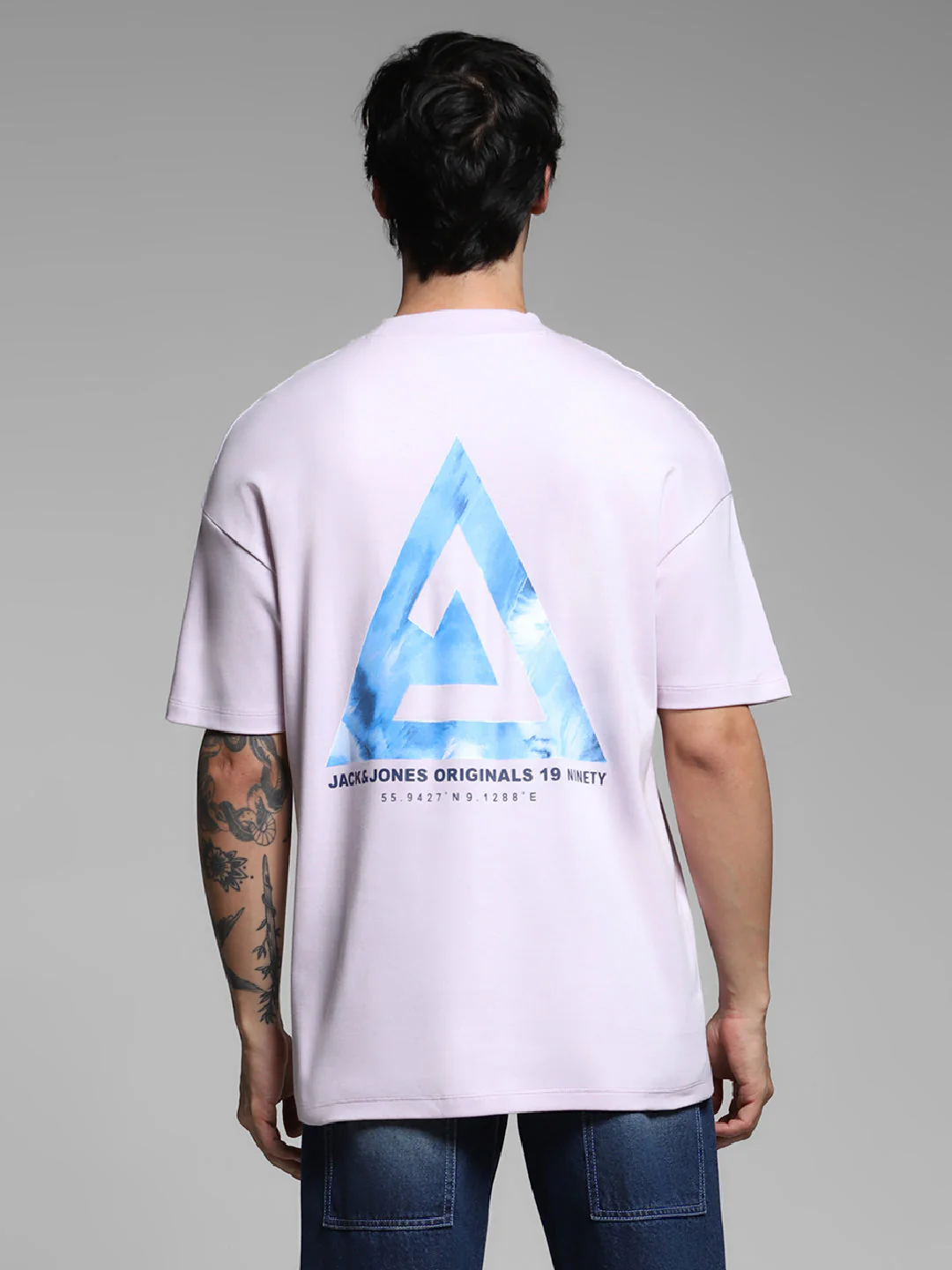 Men's Cotton Oversized Graphic Crew Neck T-Shirt - Lavender - Image 9