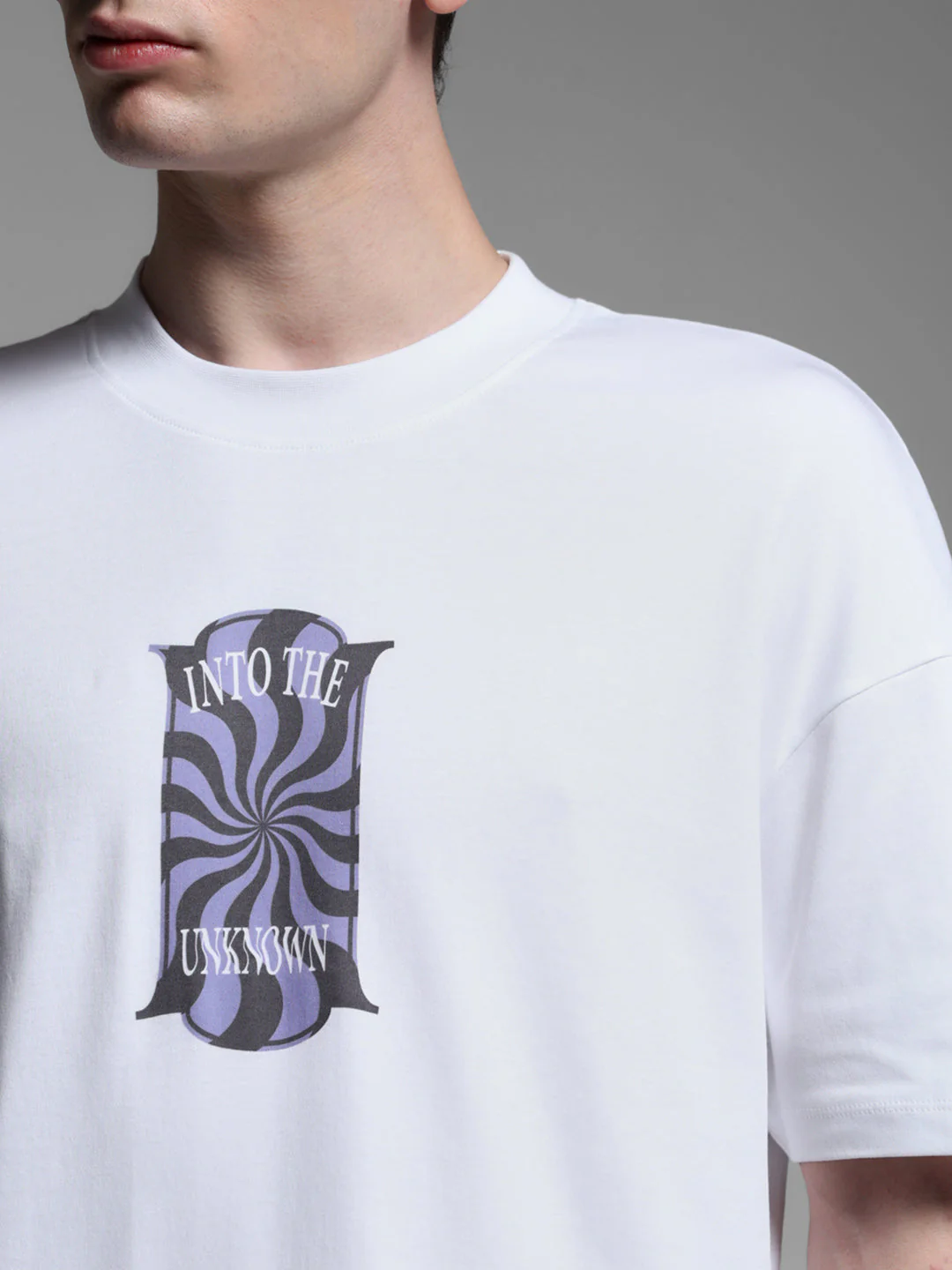 White Printed Oversized Crew Neck T-shirt - Image 5