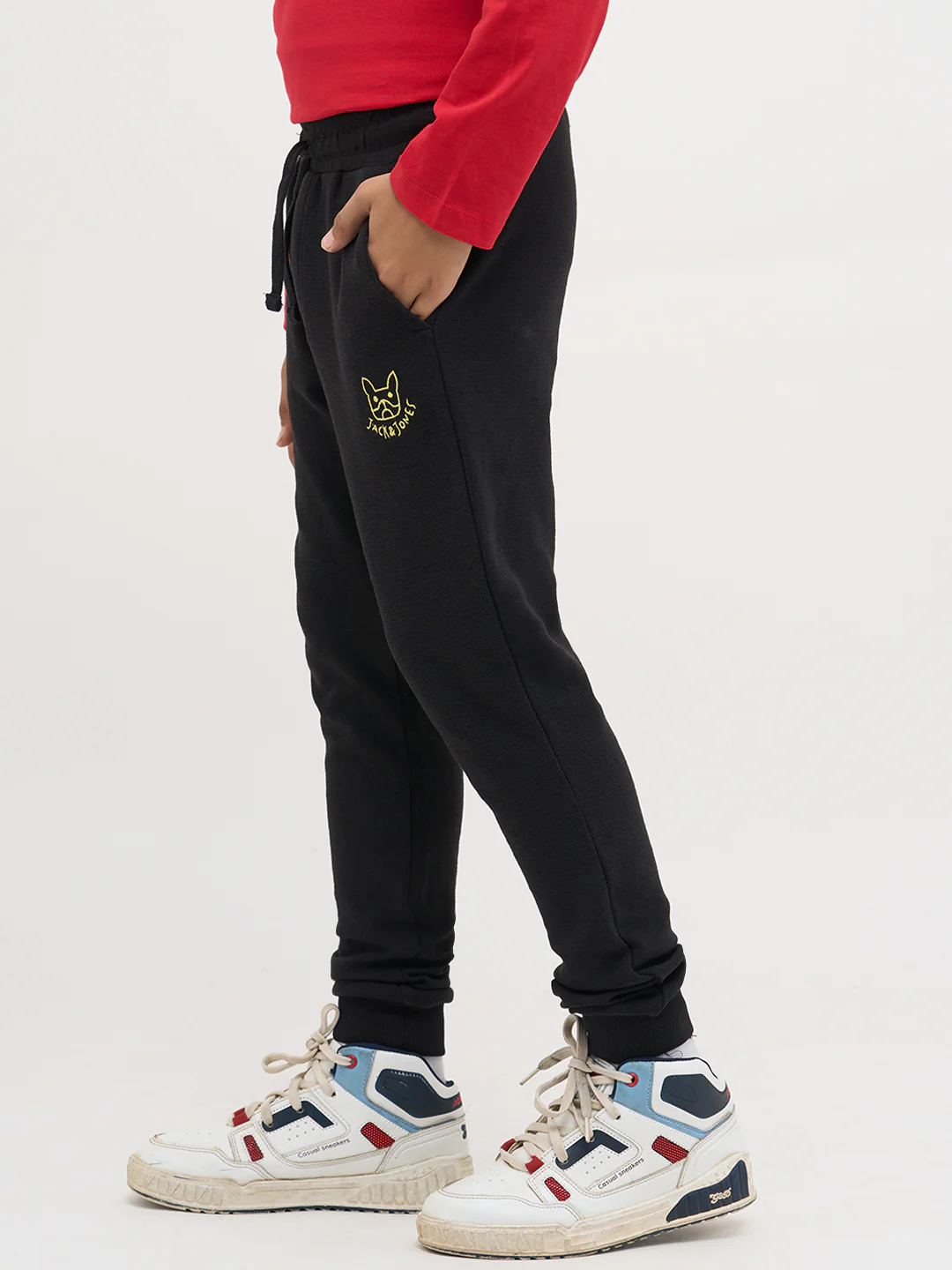 Boys Black Textured Sweatpants - Image 3