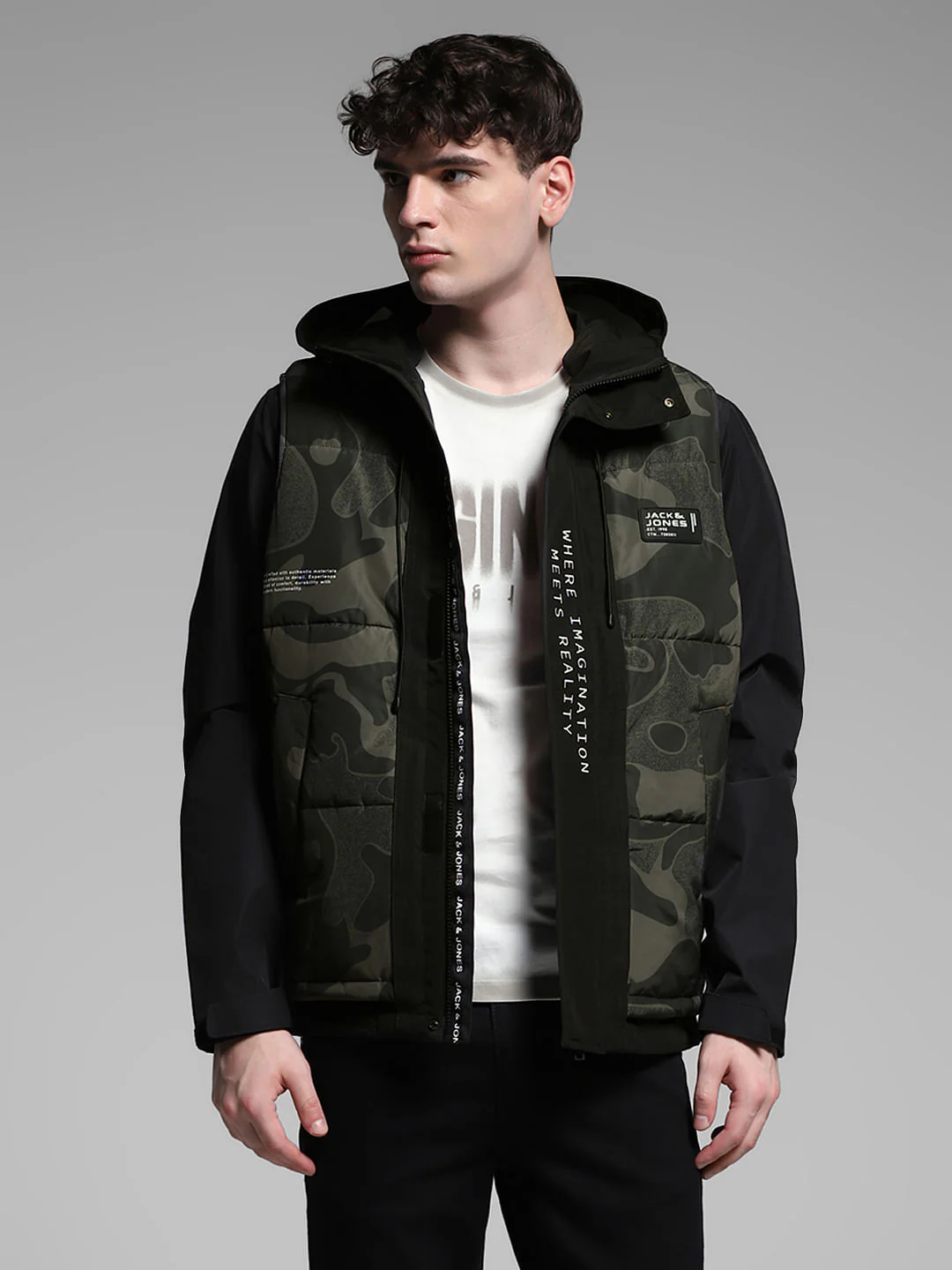 Green Camo Print Hooded Jacket - Image 2