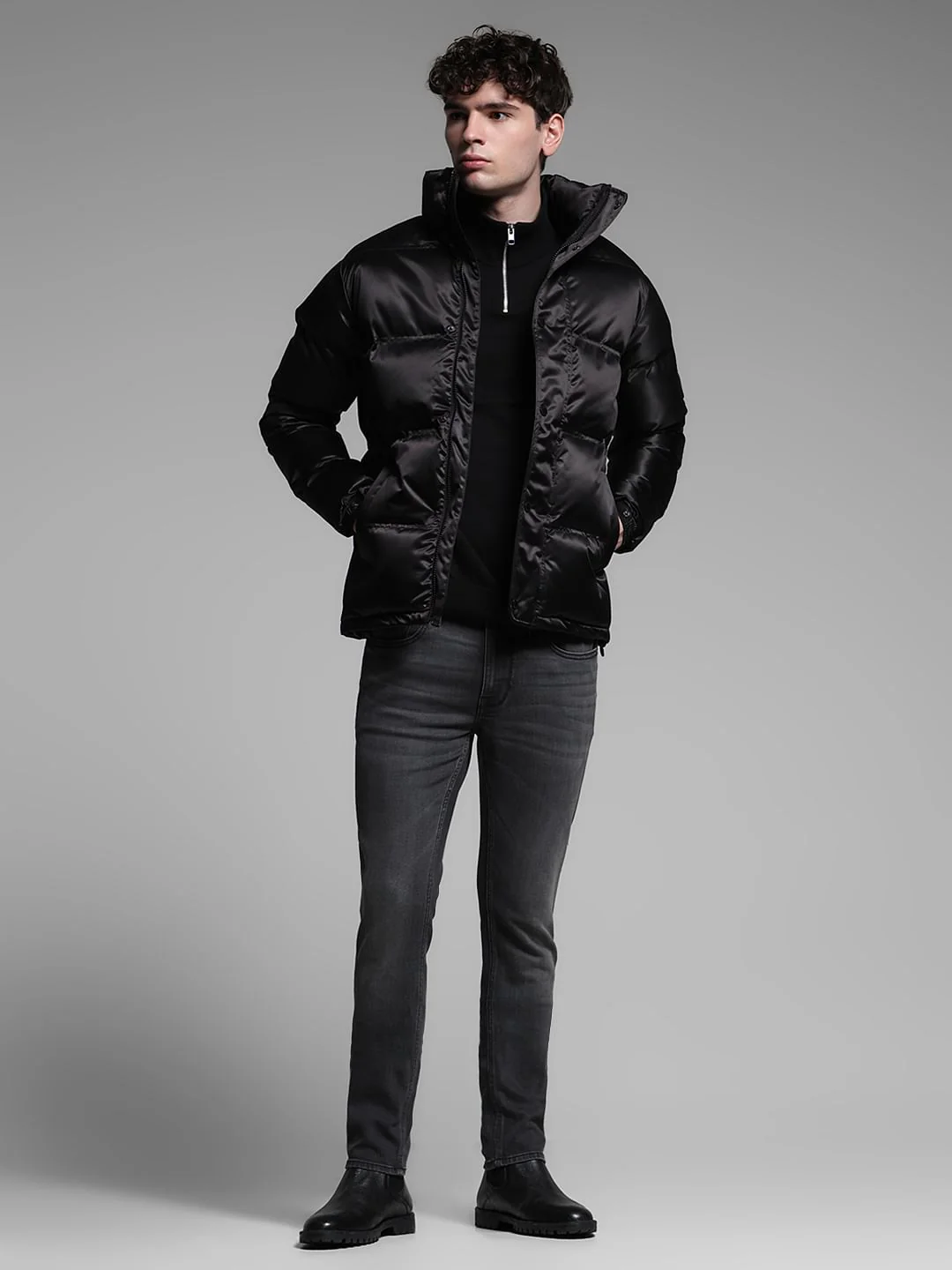Black High Rise Puffer Jacket - Image 6
