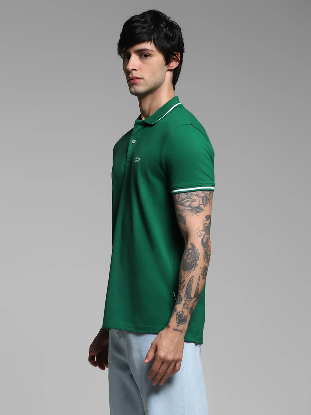 Green Contrast Tipped Polo - Image 3