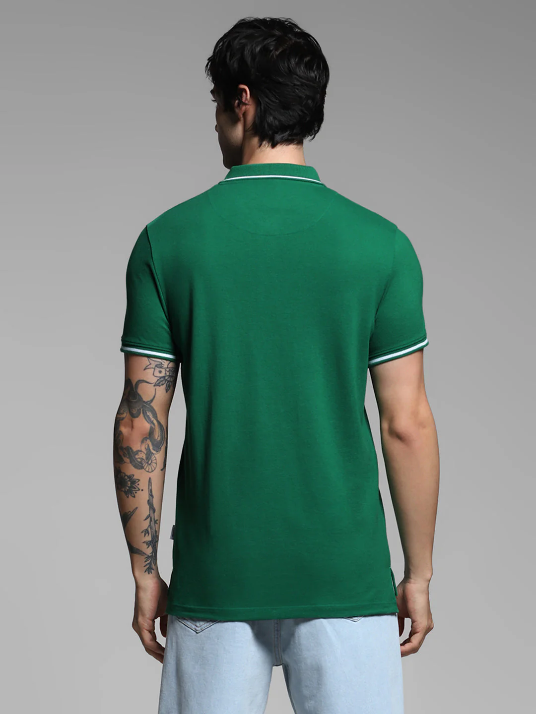 Green Contrast Tipped Polo - Image 4