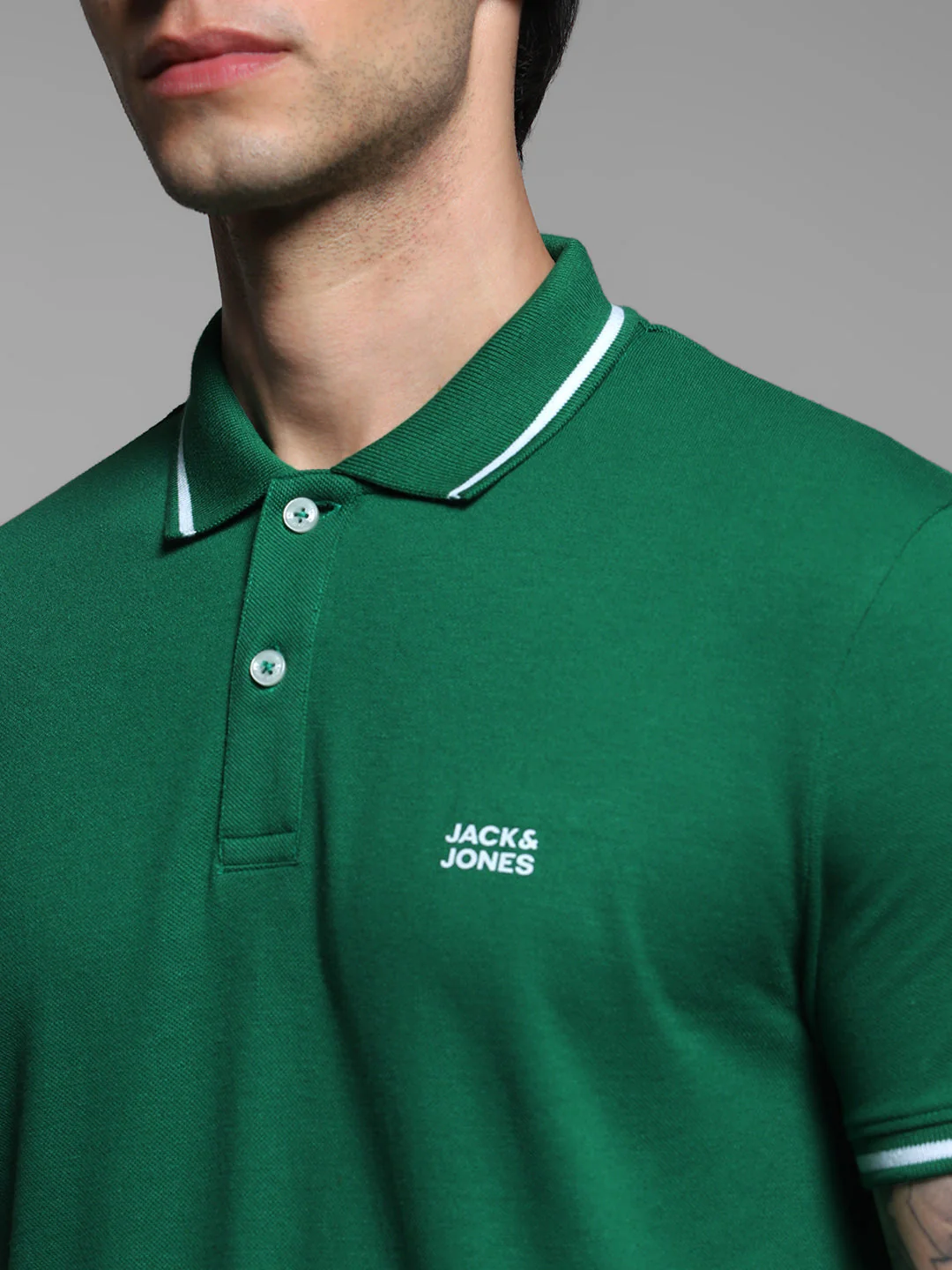 Green Contrast Tipped Polo - Image 5