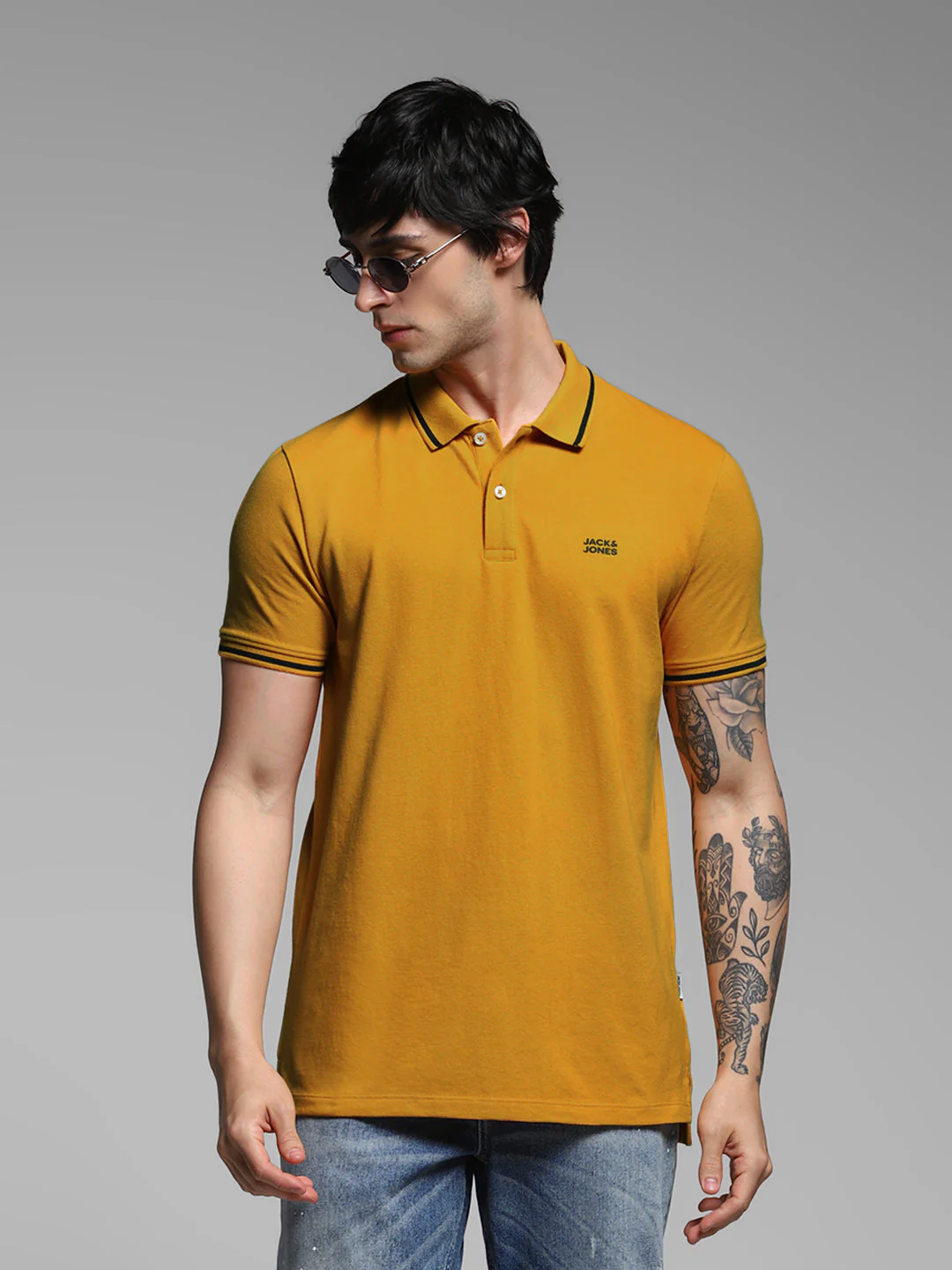 Yellow Contrast Tipped Polo