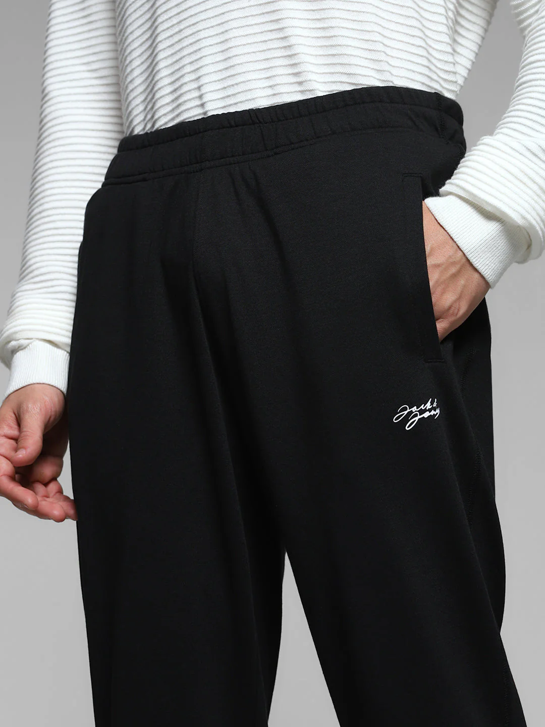 Black Regular Fit Trackpants - Image 4