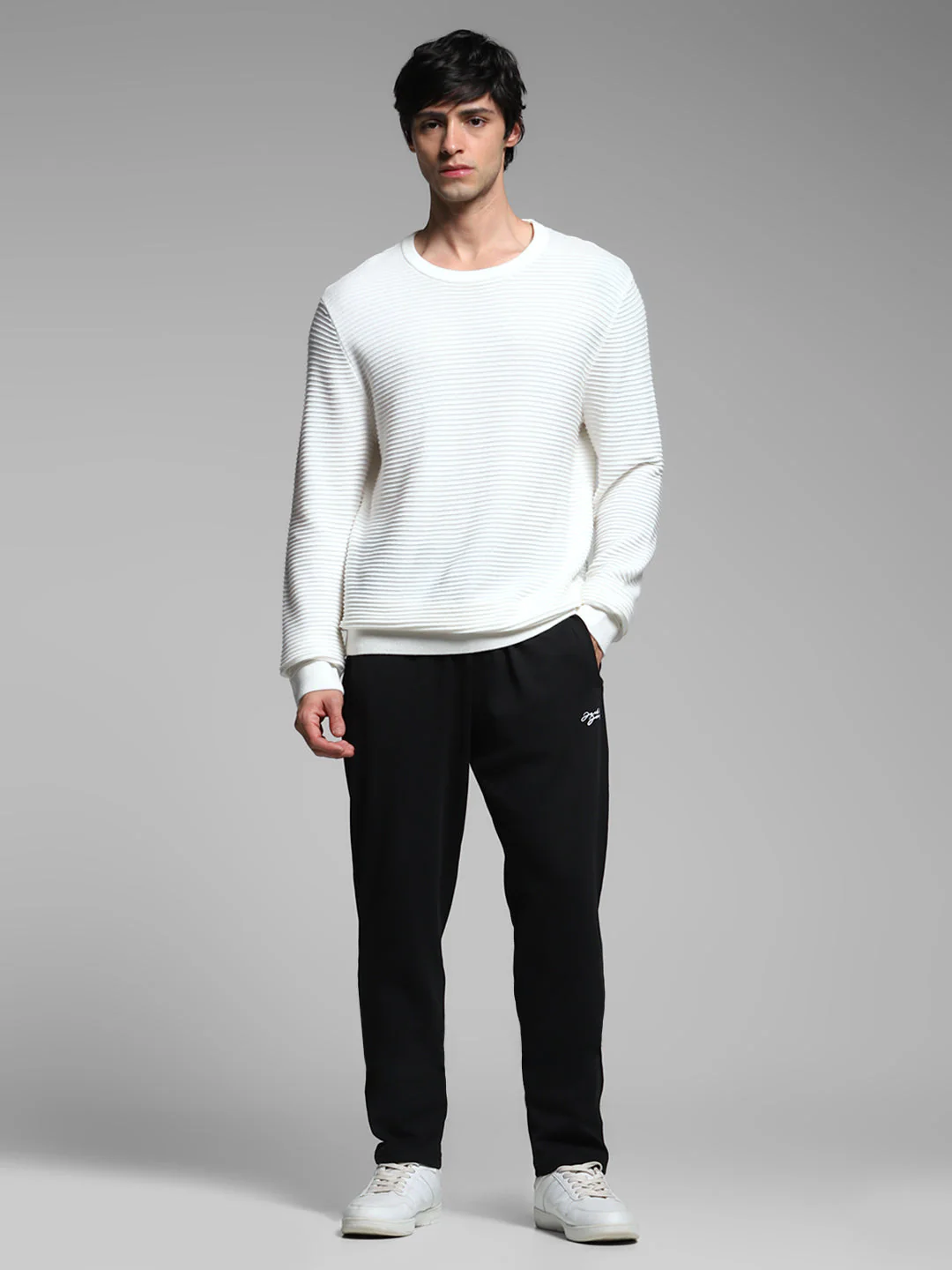 Black Regular Fit Trackpants - Image 5