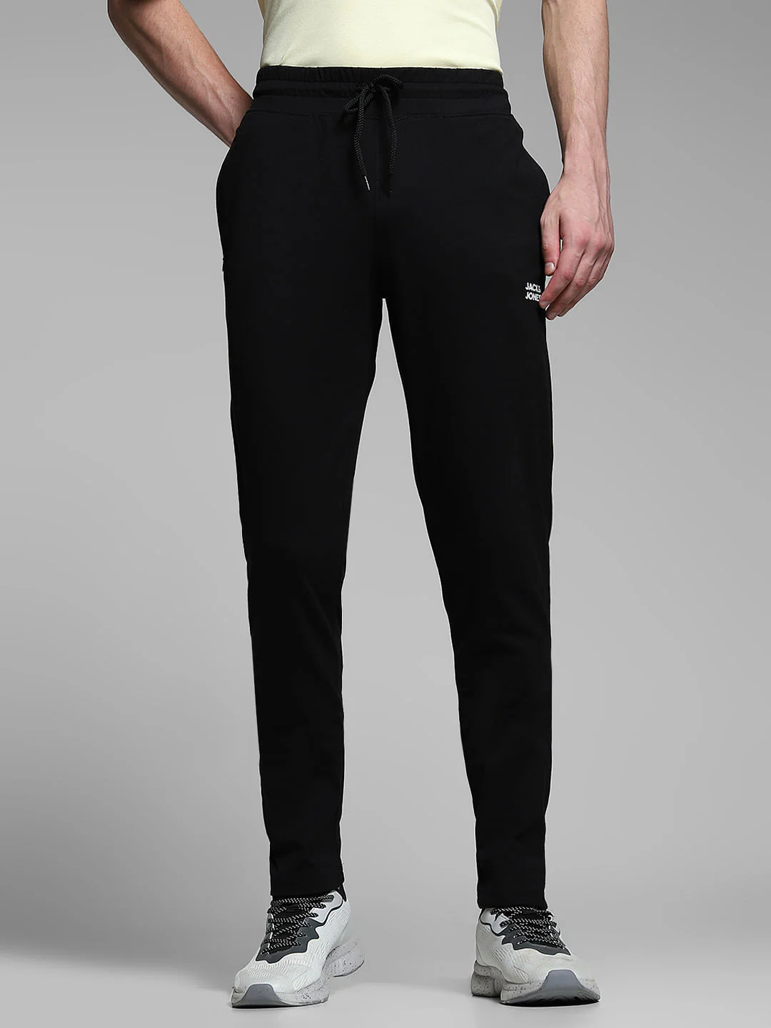 Black Cotton Slim Fit Trackpants