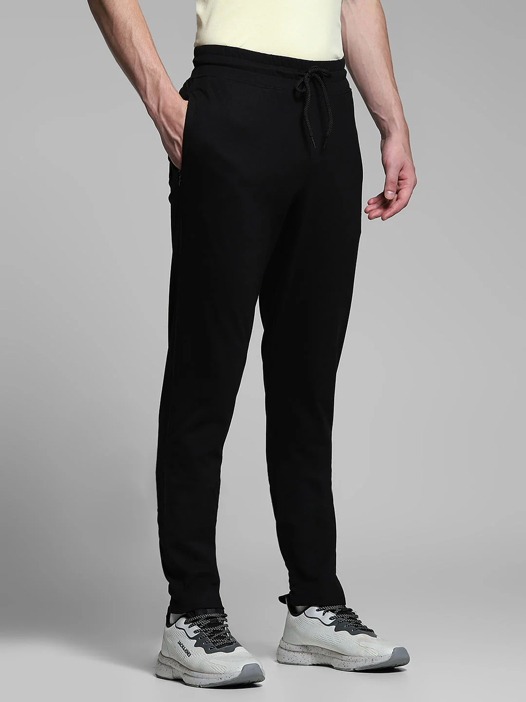 Black Cotton Slim Fit Trackpants - Image 2