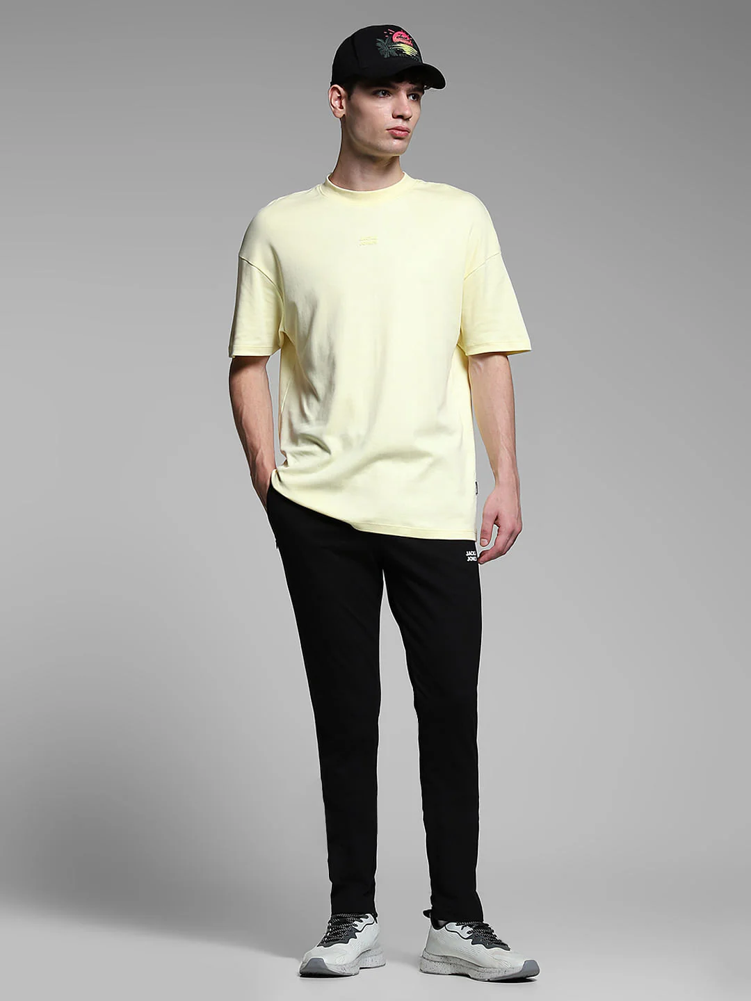 Black Cotton Slim Fit Trackpants - Image 5