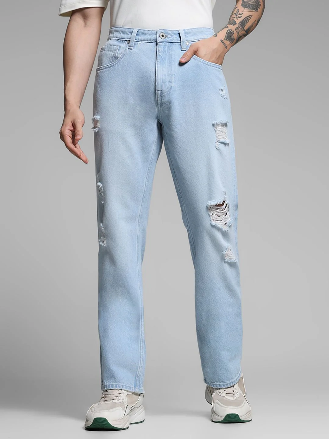 Light Blue Distressed Cliff Bootcut Jeans