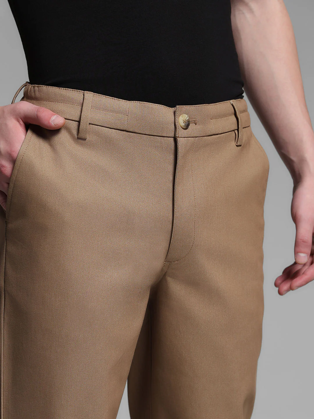 Brown Mid Rise Anti Fit Pants - Image 4