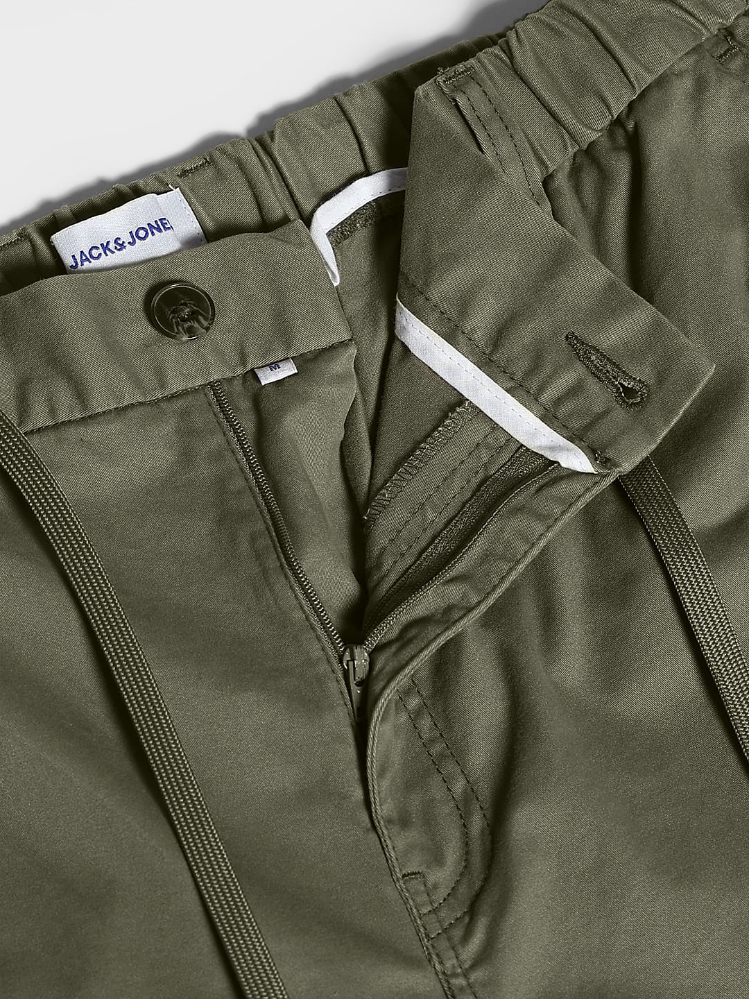Olive Green Cotton Loose Fit Cargos - Image 5