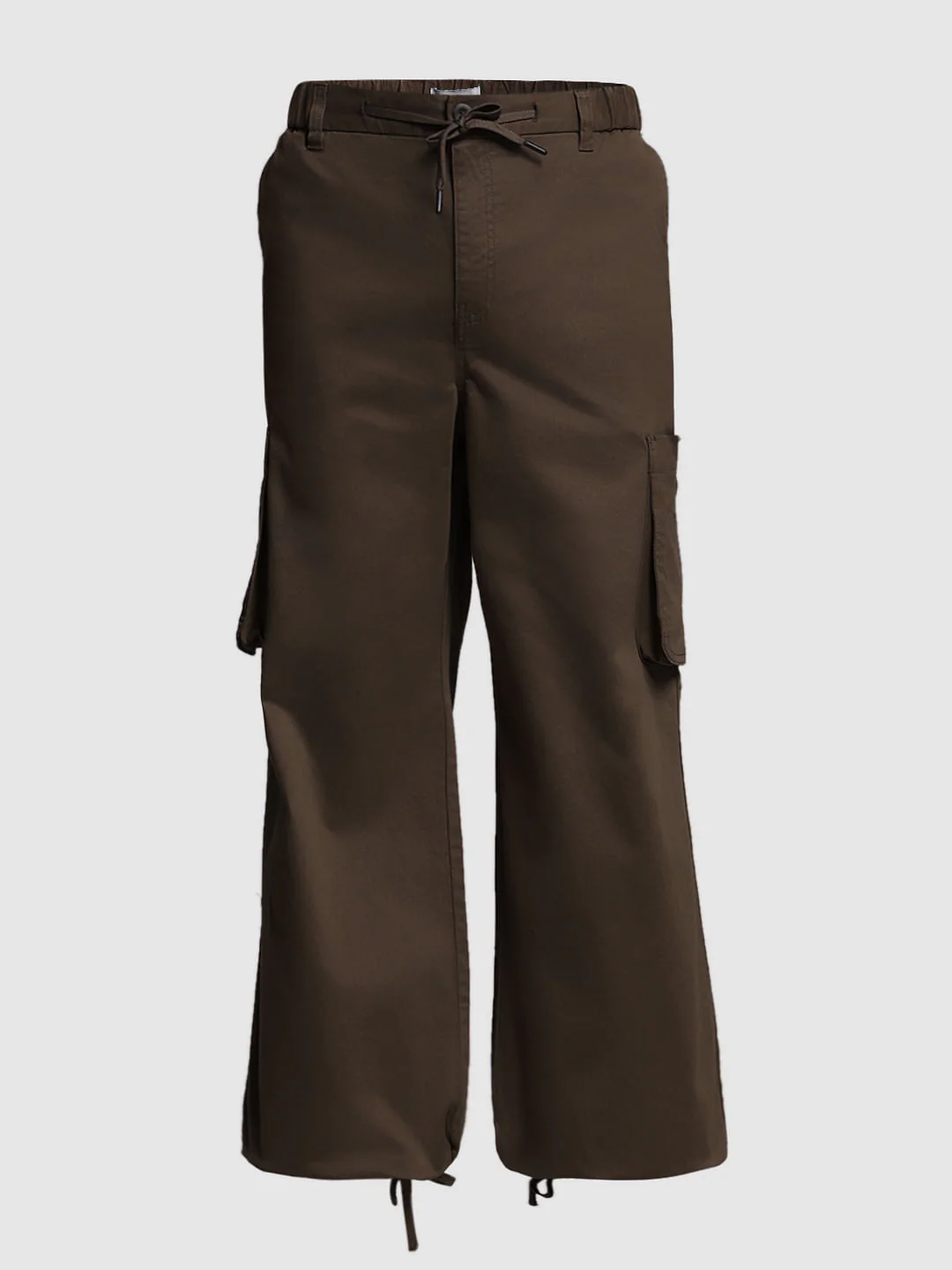 Dark Brown Mid Rise Loose Fit Cargos - Image 7