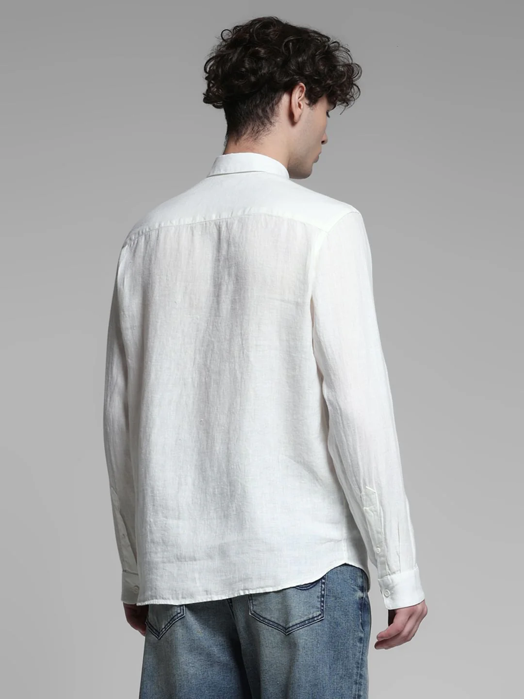 Linen Full Sleeves Shirt - White - Image 4