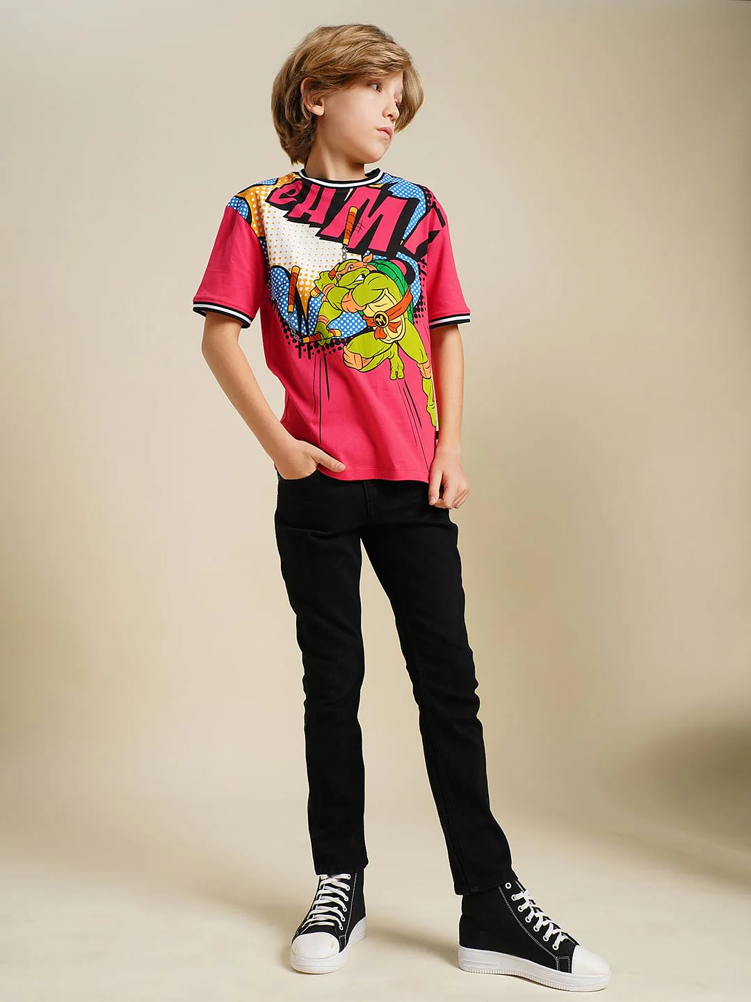 Boys Red Ninja Turtles Print T-shirt - Image 5