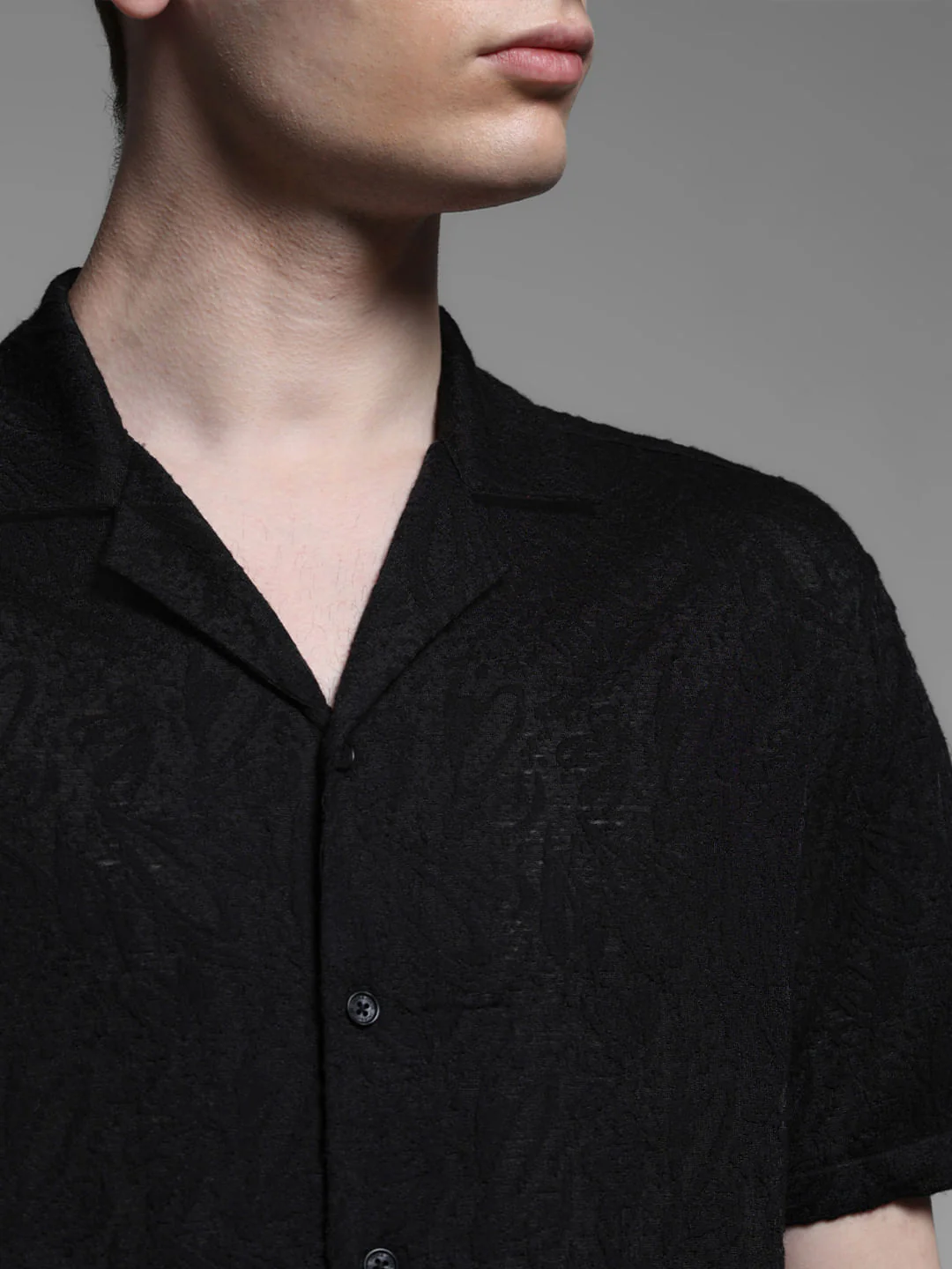 BLACK RESORT COLLAR SHIRT - Image 5