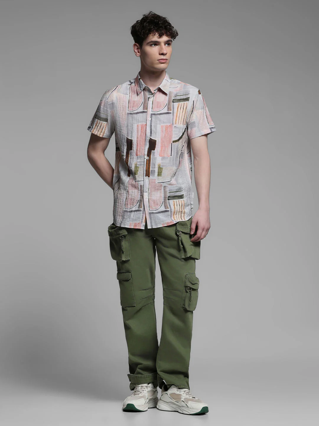 GREY ABSTRACT PRINT SHIRT - Image 6