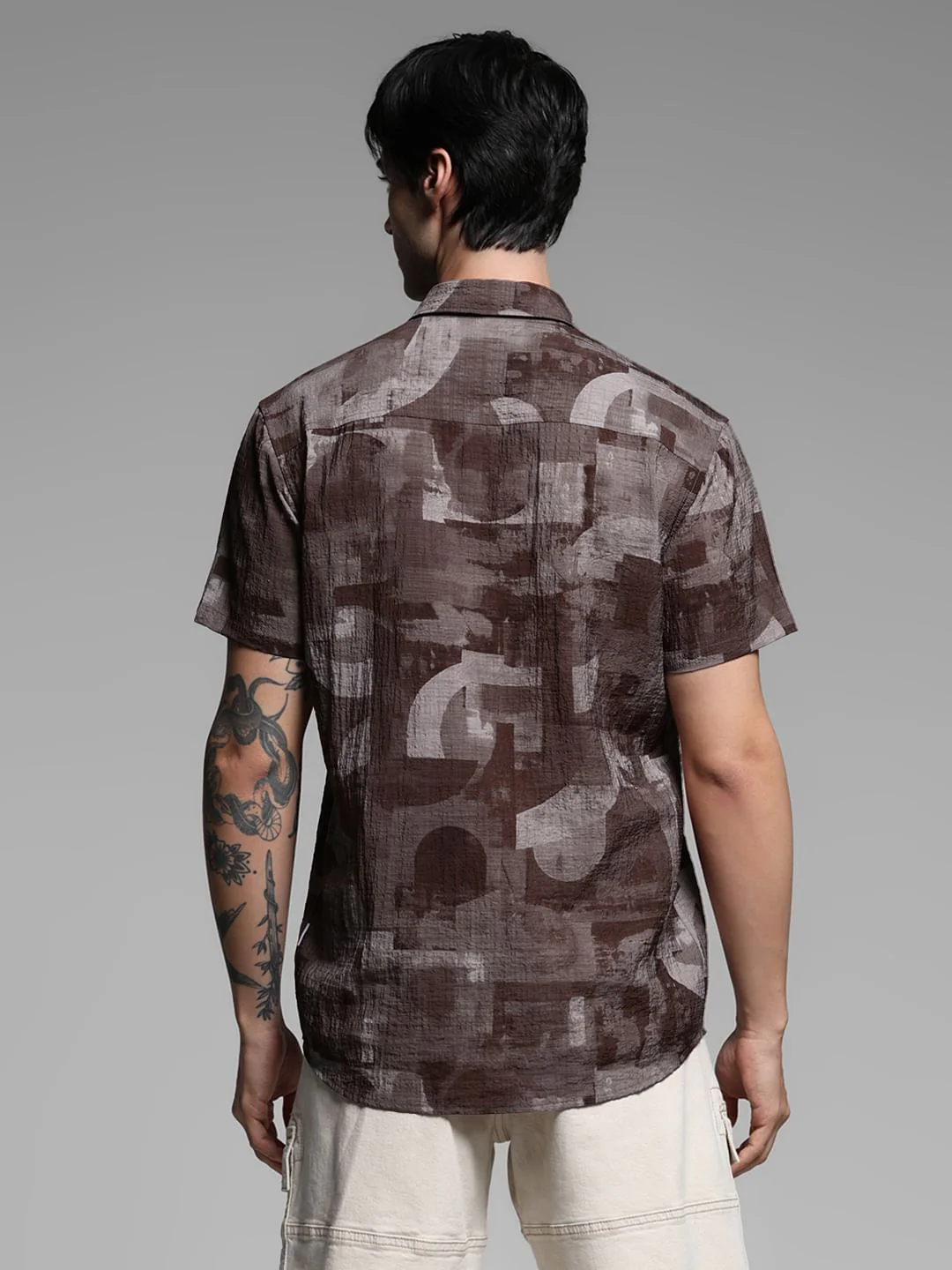 Brown Printed Lyocell Shirt - Image 4