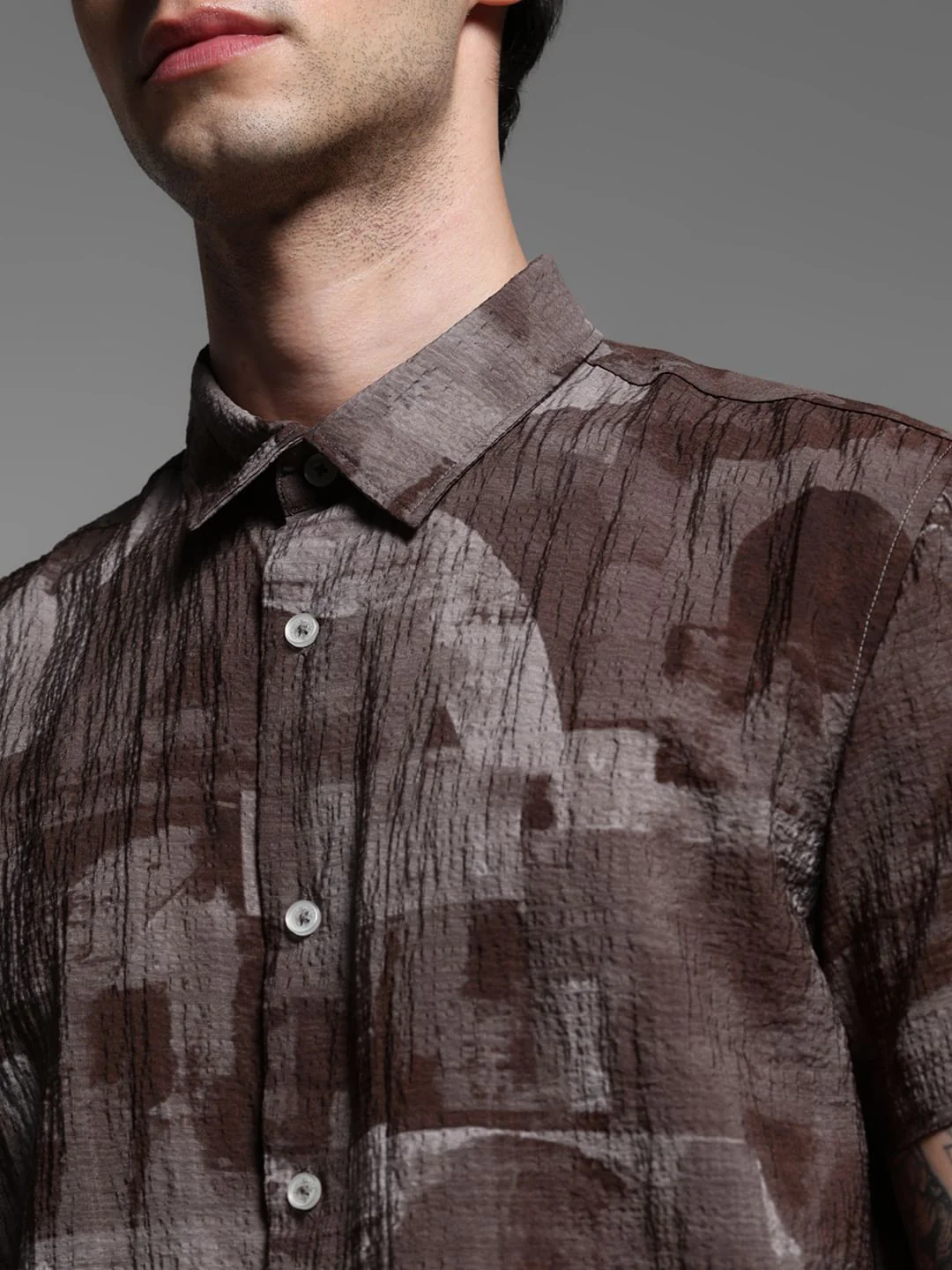 Brown Printed Lyocell Shirt - Image 5
