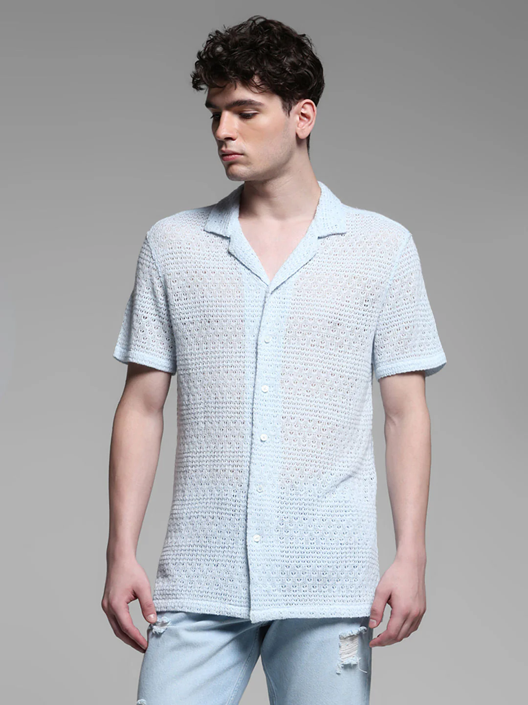 BLUE RESORT COLLAR SHIRT - Image 2