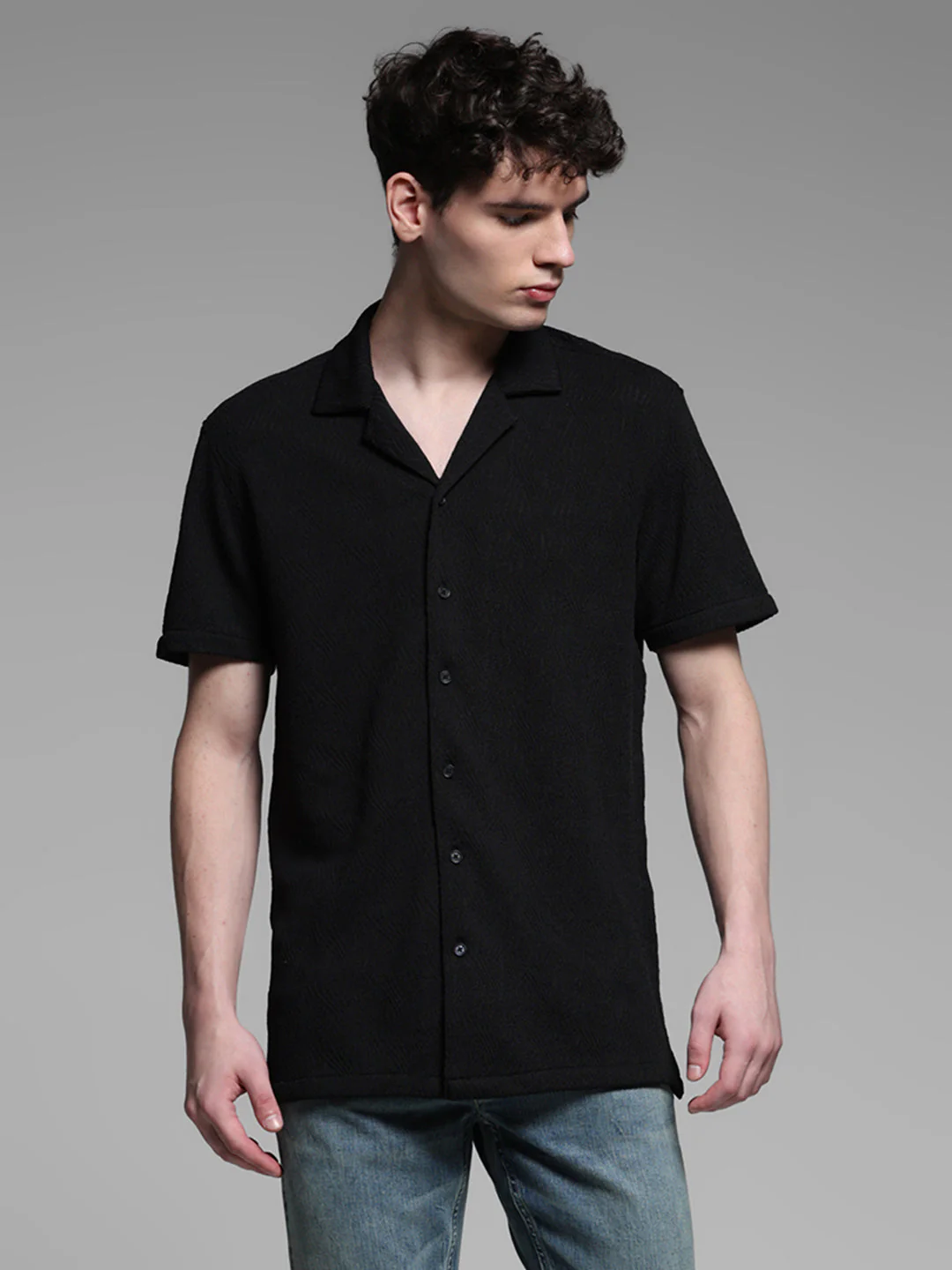 Black Resort Collar Shirt - Image 2