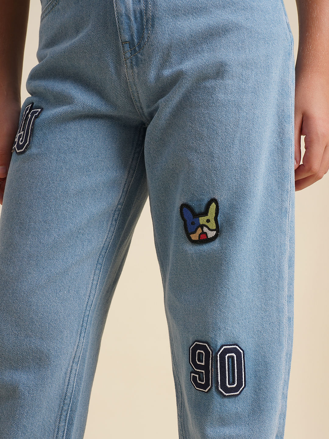 Boys Blue Mid Rise Printed Cropped Jeans - Image 6