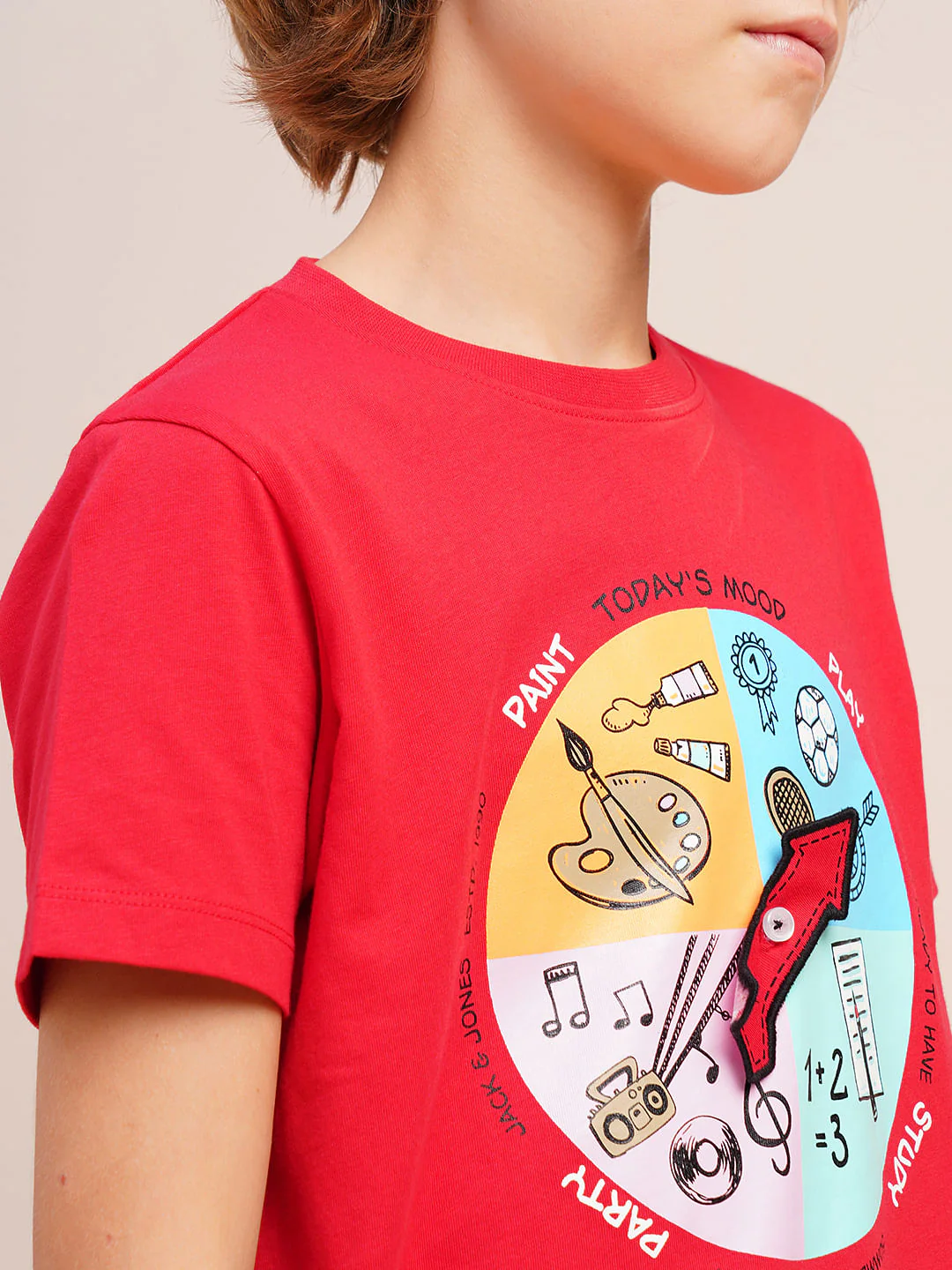 Boys Red Graphic Print Cotton T-shirt - Image 6