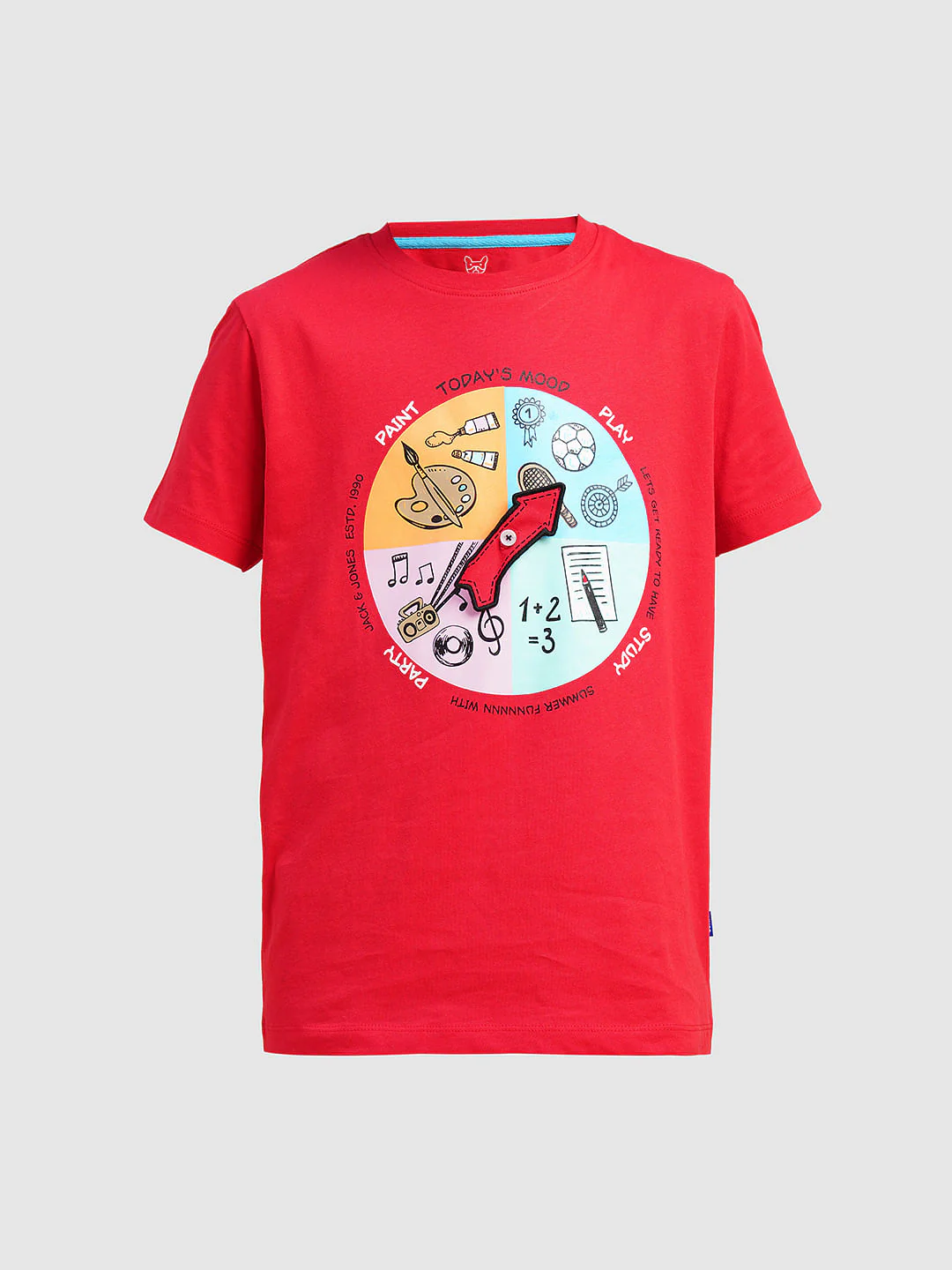 Boys Red Graphic Print Cotton T-shirt - Image 7