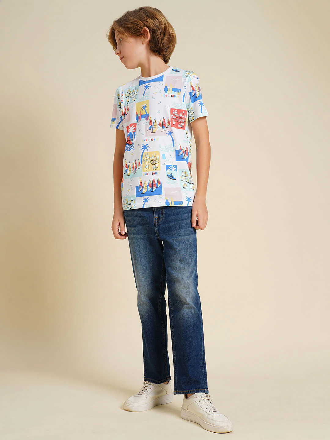 Boys White Sail Fest Print T-shirt - Image 5