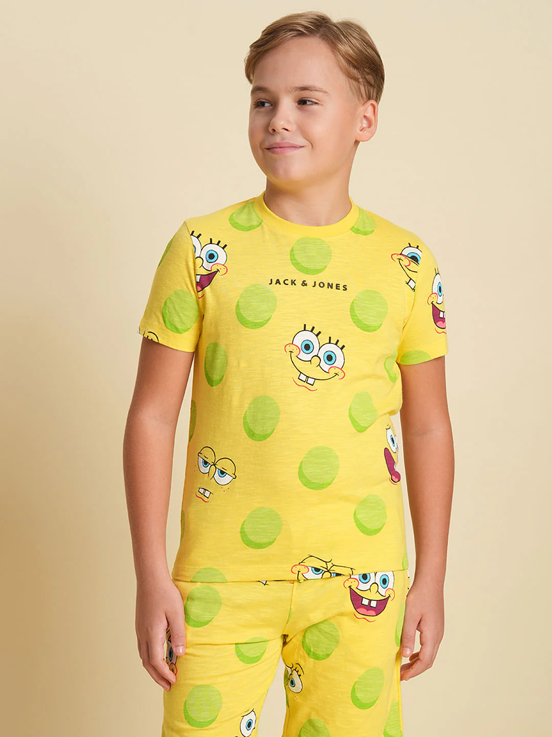 Boys Yellow SpongeBob Print Co-ord Set T-Shirt - Image 2