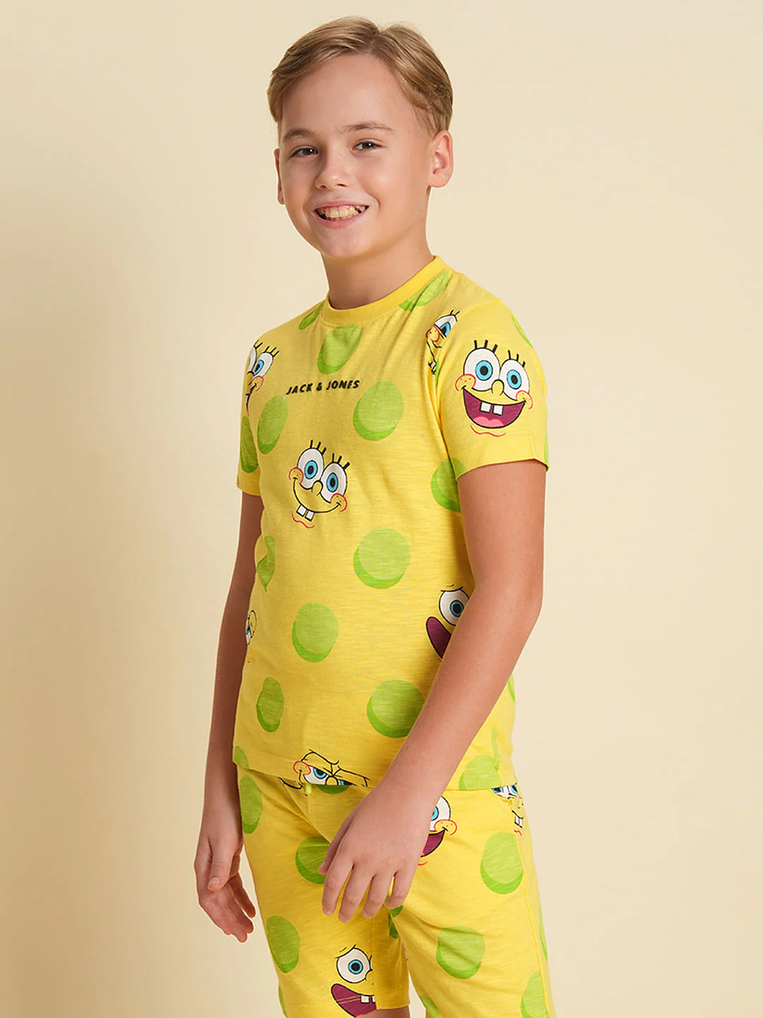 Boys Yellow SpongeBob Print Co-ord Set T-Shirt - Image 3