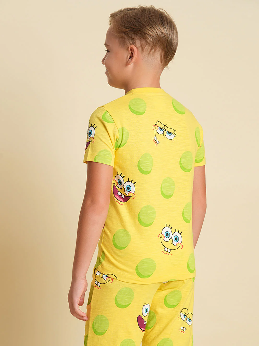 Boys Yellow SpongeBob Print Co-ord Set T-Shirt - Image 4