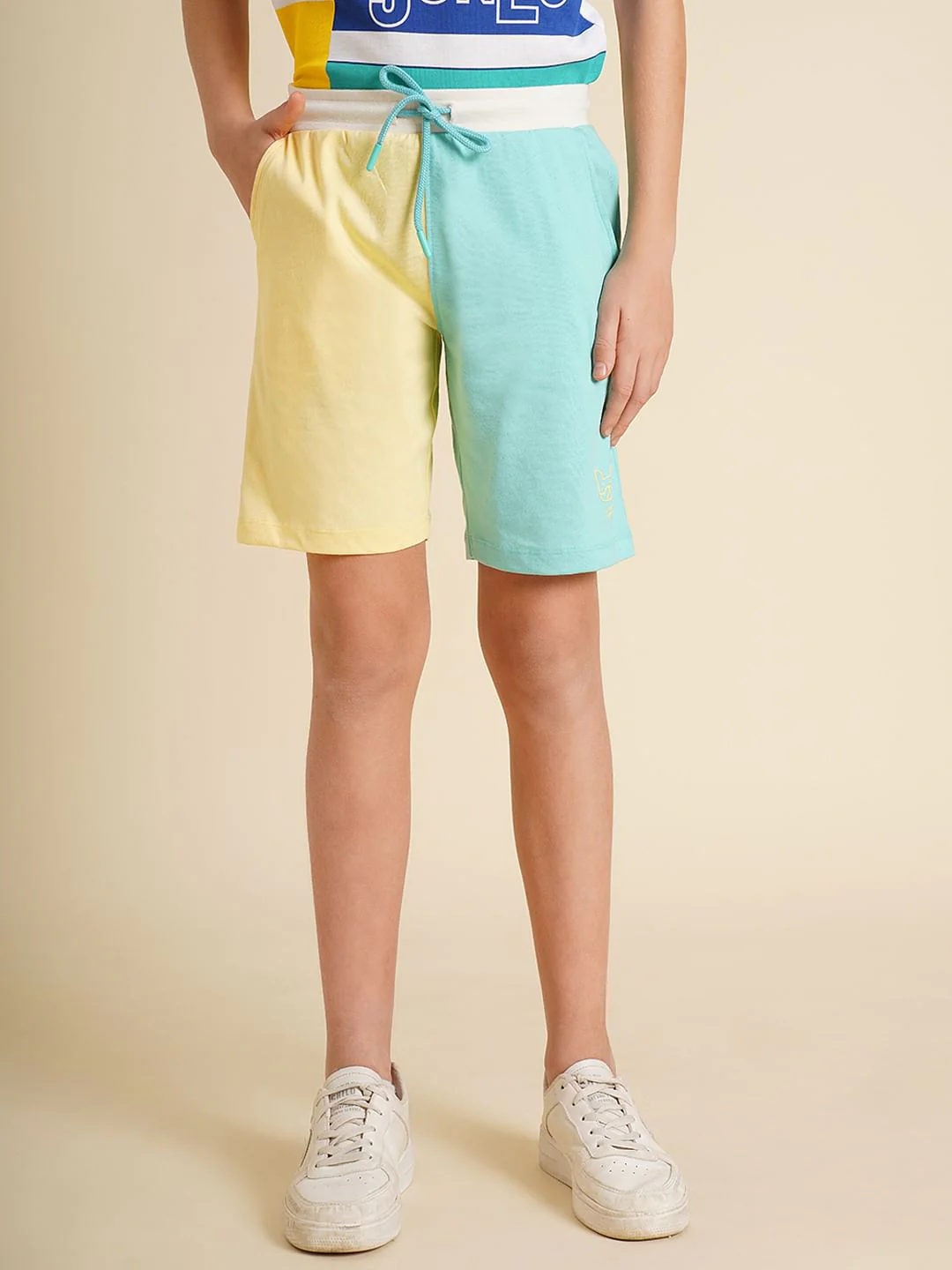 Boys Blue Colourblocked Co-ord Set Shorts - Image 2